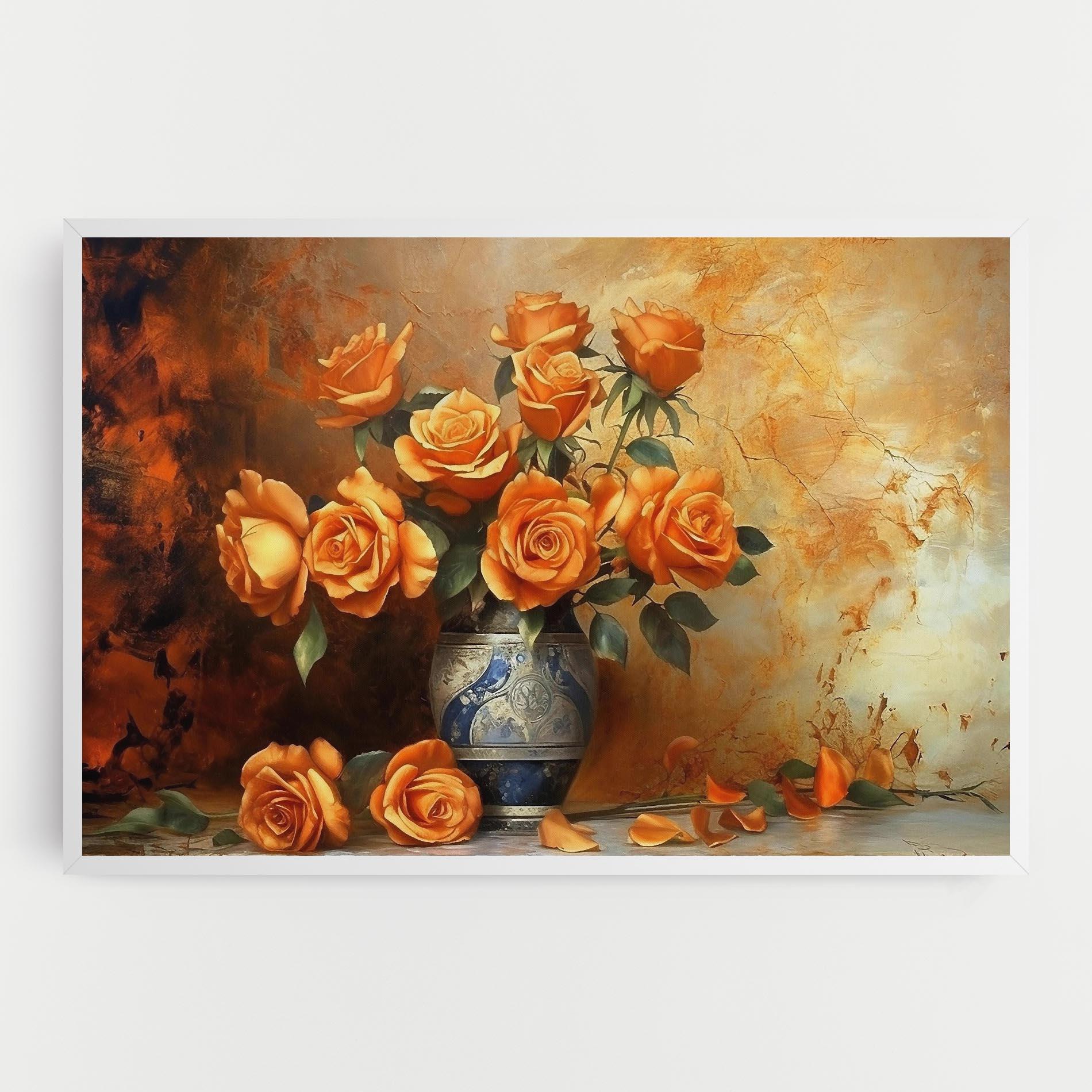 Картина на платно Pretty Orange Rose Vase mockup 0