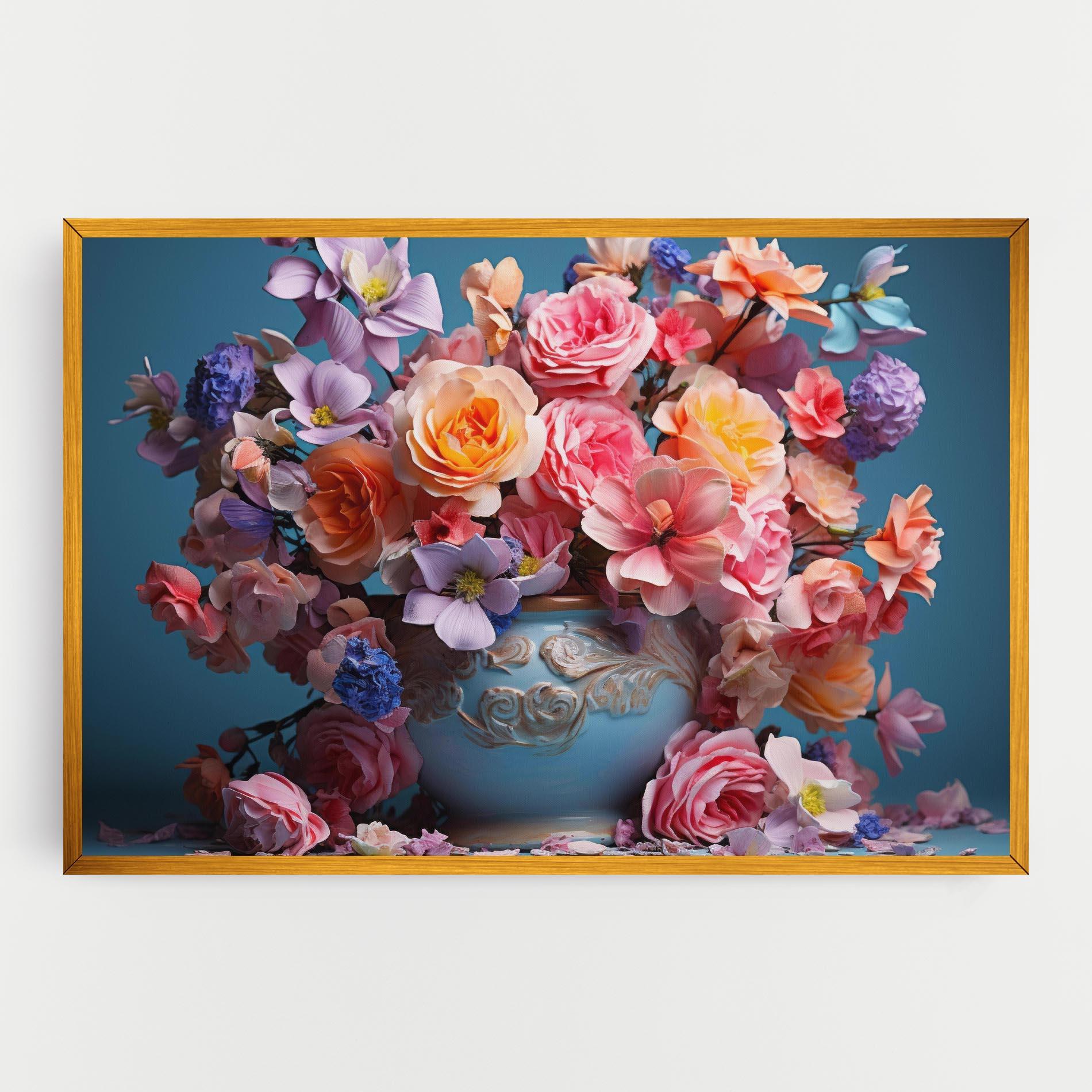 Картина на платно Blue Vase Flowers mockup 0