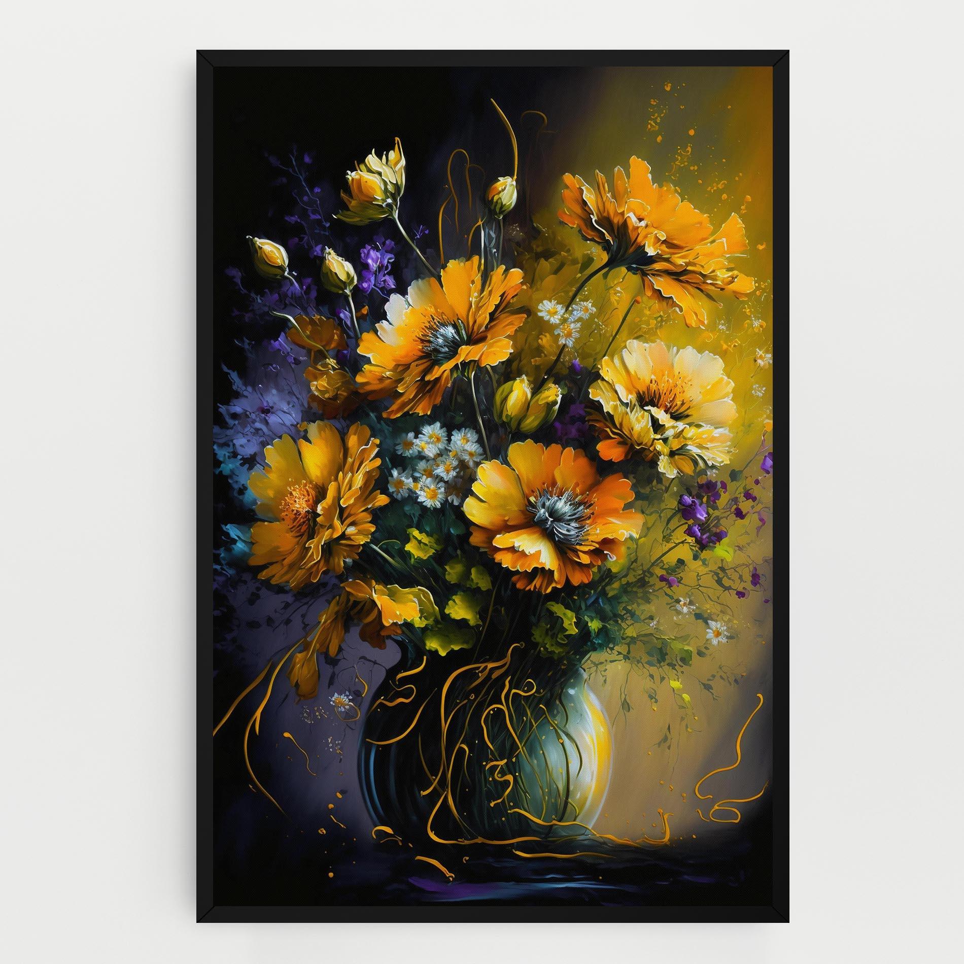 Картина на платно Yellow Flower Art Vase mockup 0