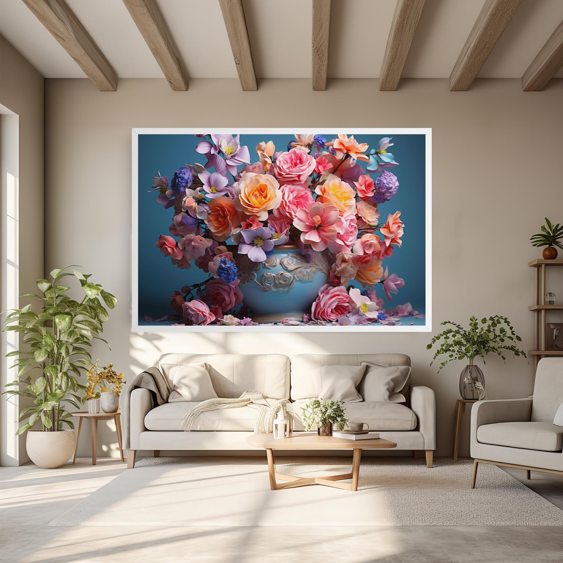 Картина на платно Blue Vase Flowers mockup 6