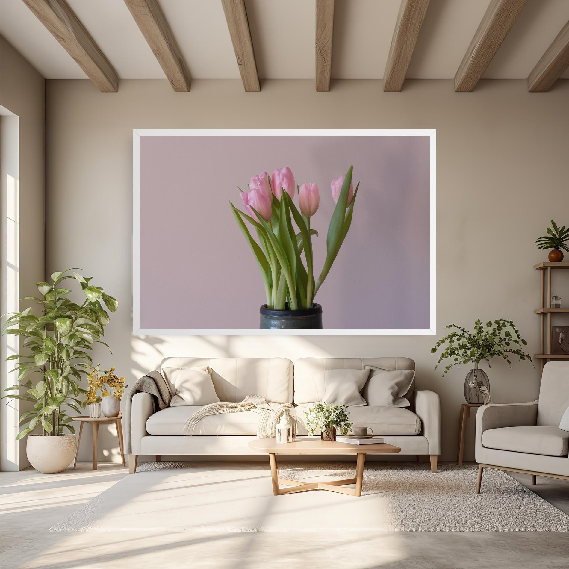 Картина на платно Pink Tulips Vase mockup 6