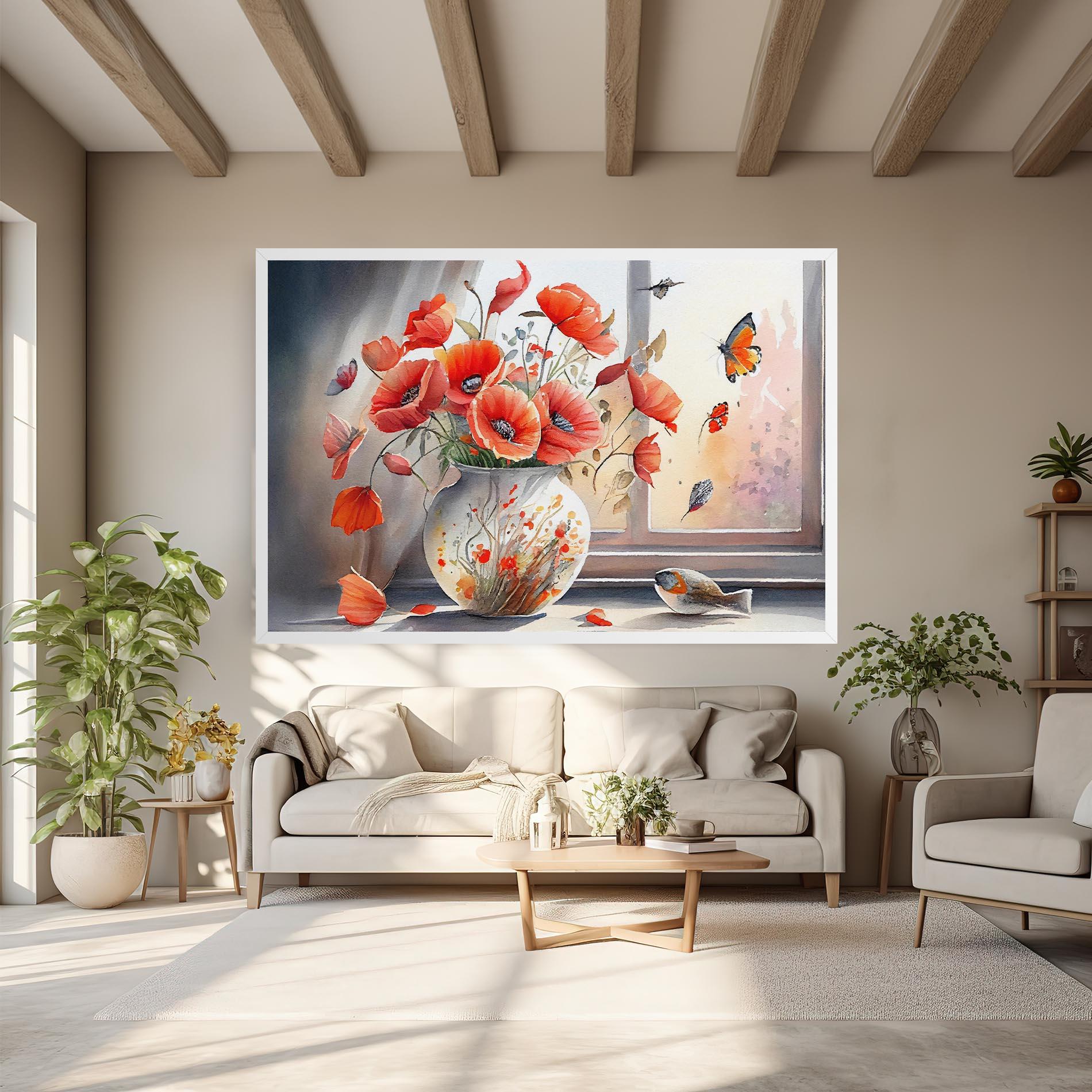 Картина на платно Poppies Vase mockup 6