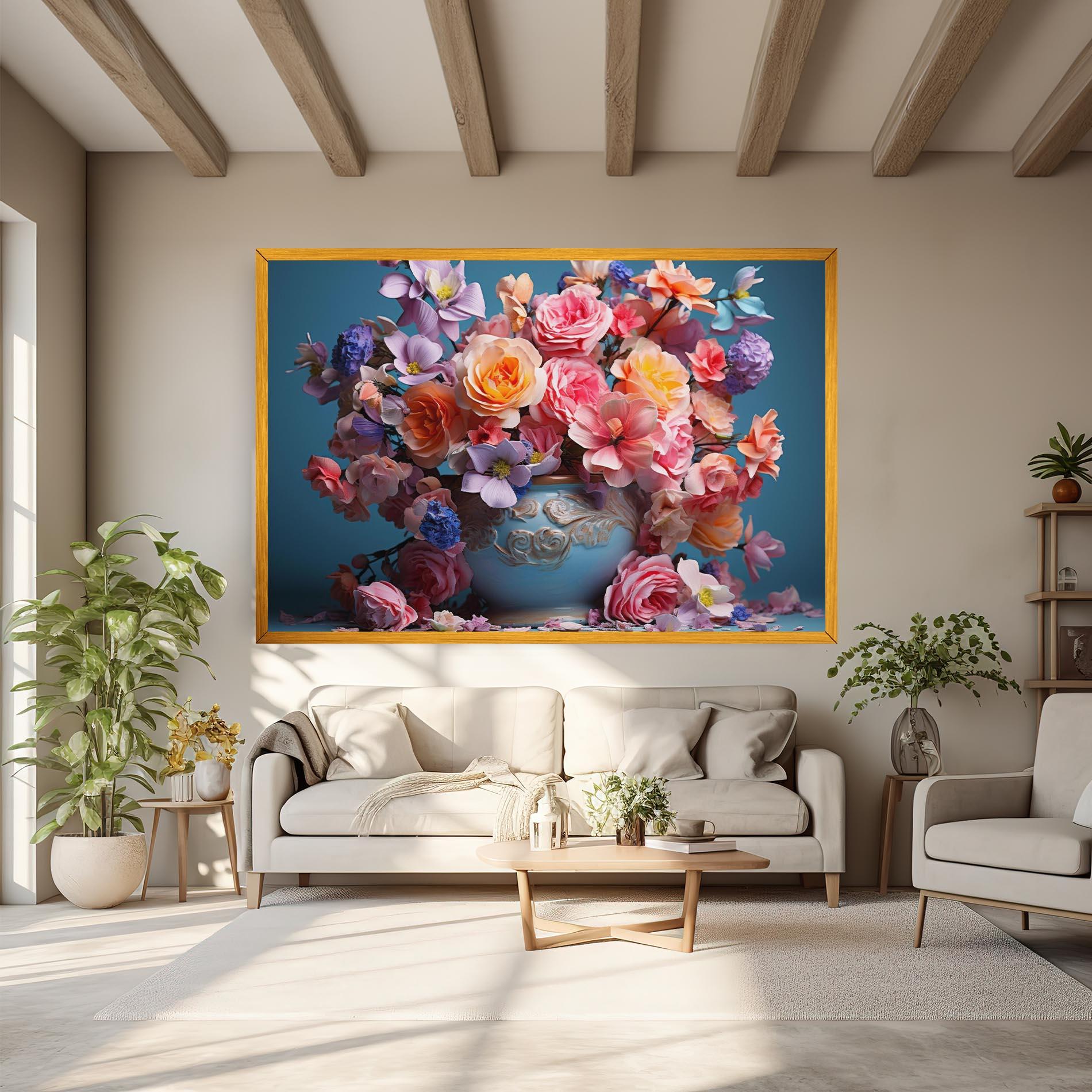 Картина на платно Blue Vase Flowers mockup 6