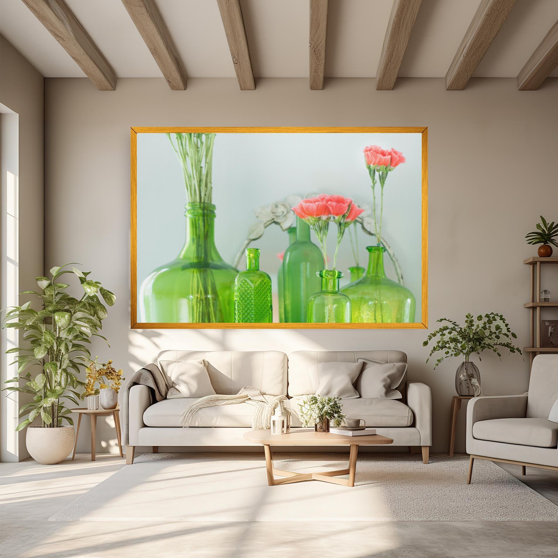 Картина на платно Green Vase Flowers mockup 6
