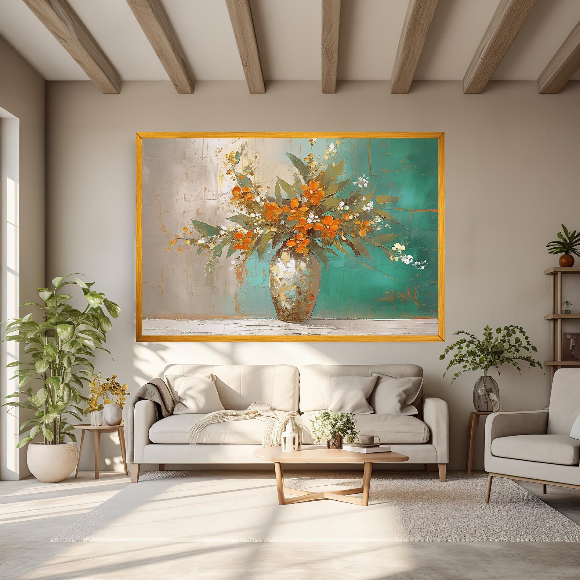 Картина на платно Grey Vase Orange mockup 6