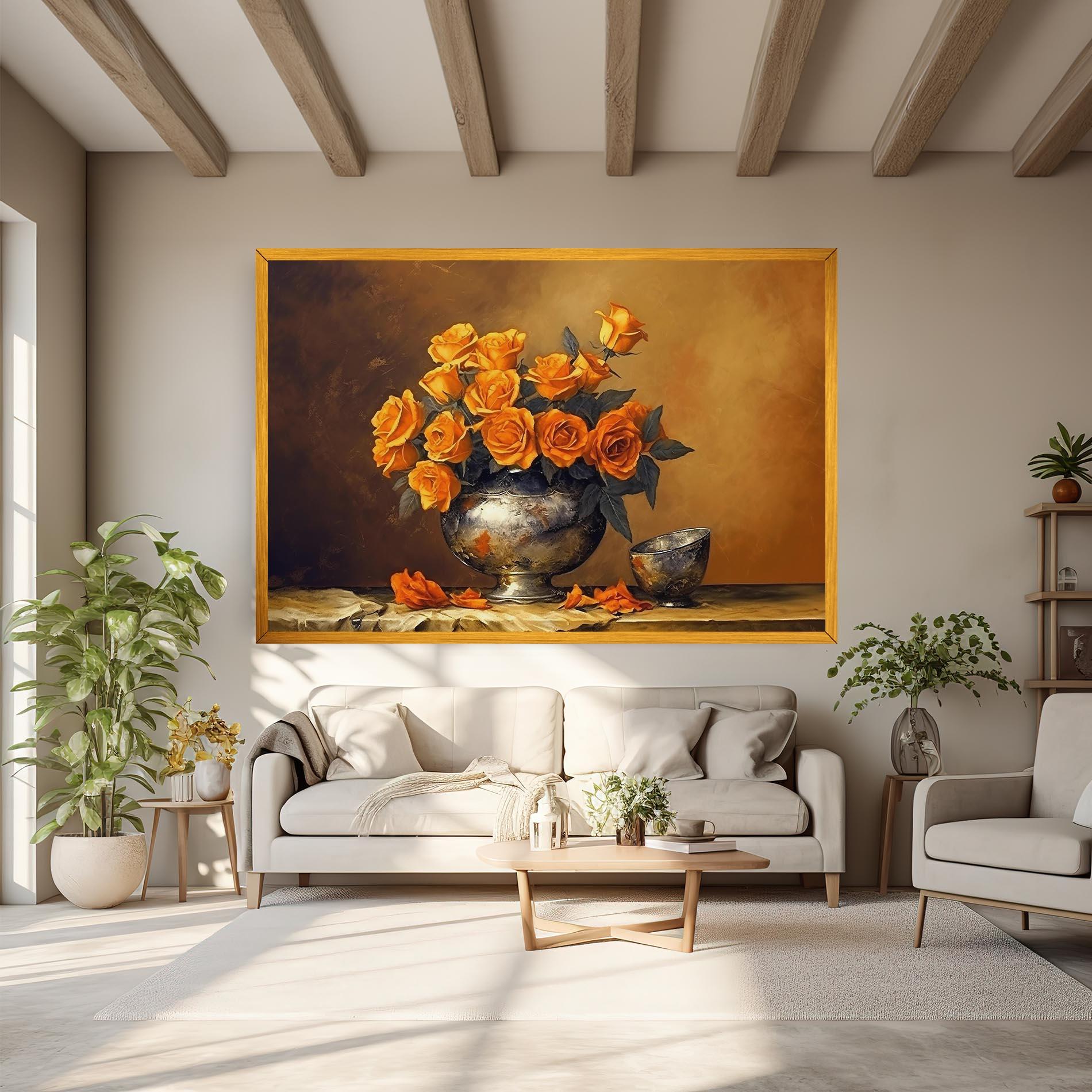 Картина на платно Orange Rose Vase mockup 6