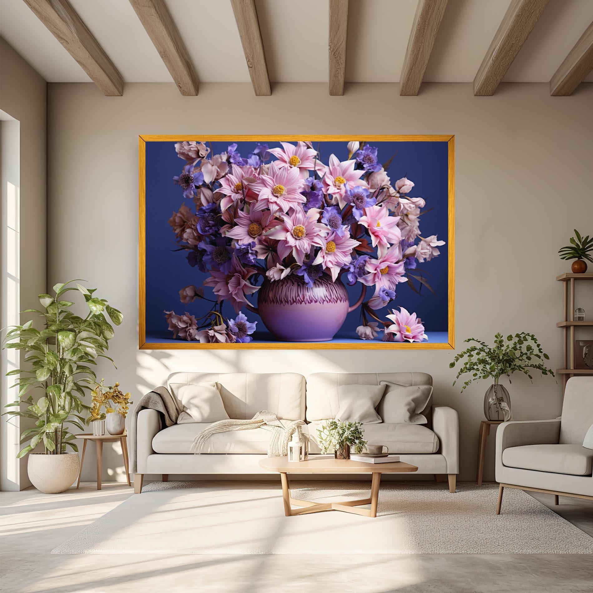 Картина на платно Purple Vase Flowers mockup 6