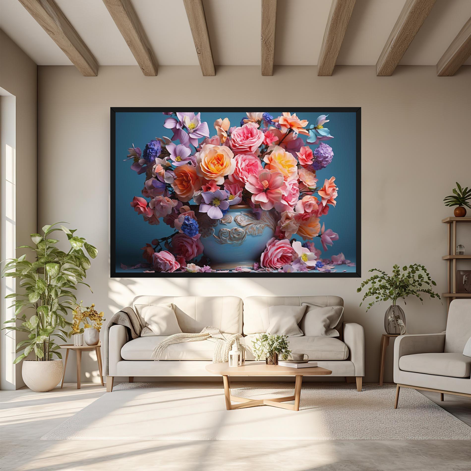 Картина на платно Blue Vase Flowers mockup 6