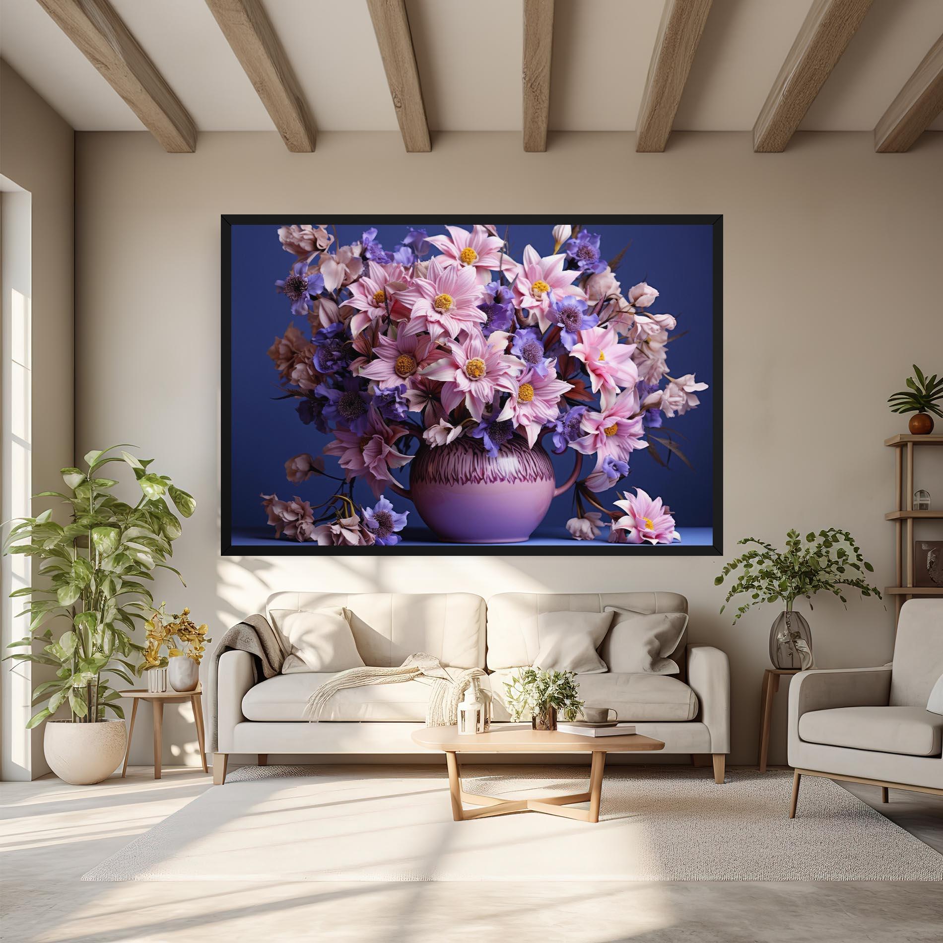 Картина на платно Purple Vase Flowers mockup 6