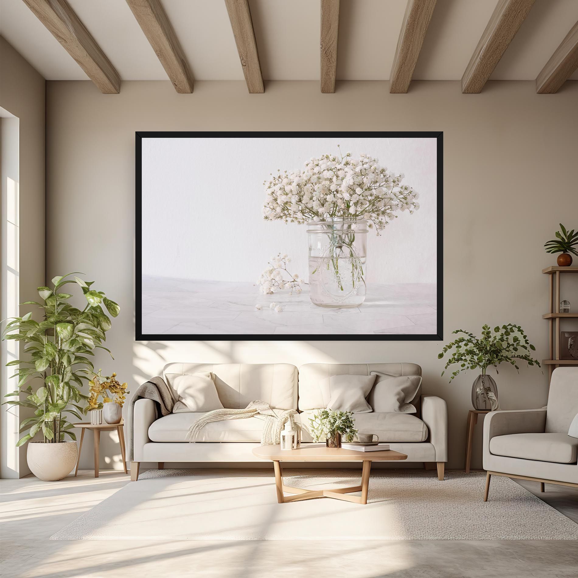 White Tiny Flower Vase mockup 6