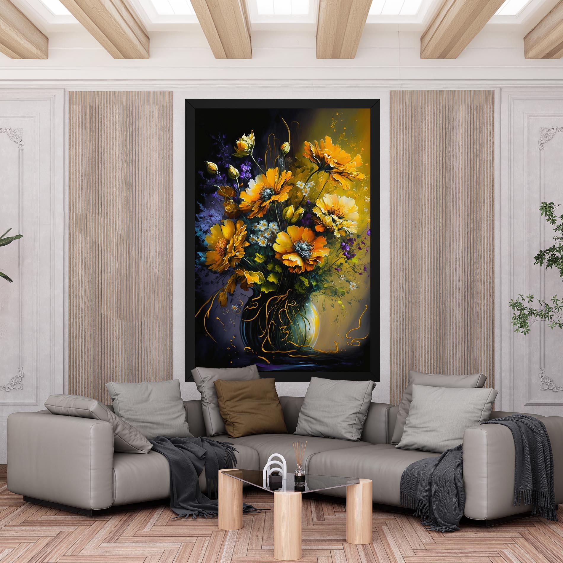 Картина на платно Yellow Flower Art Vase mockup 6