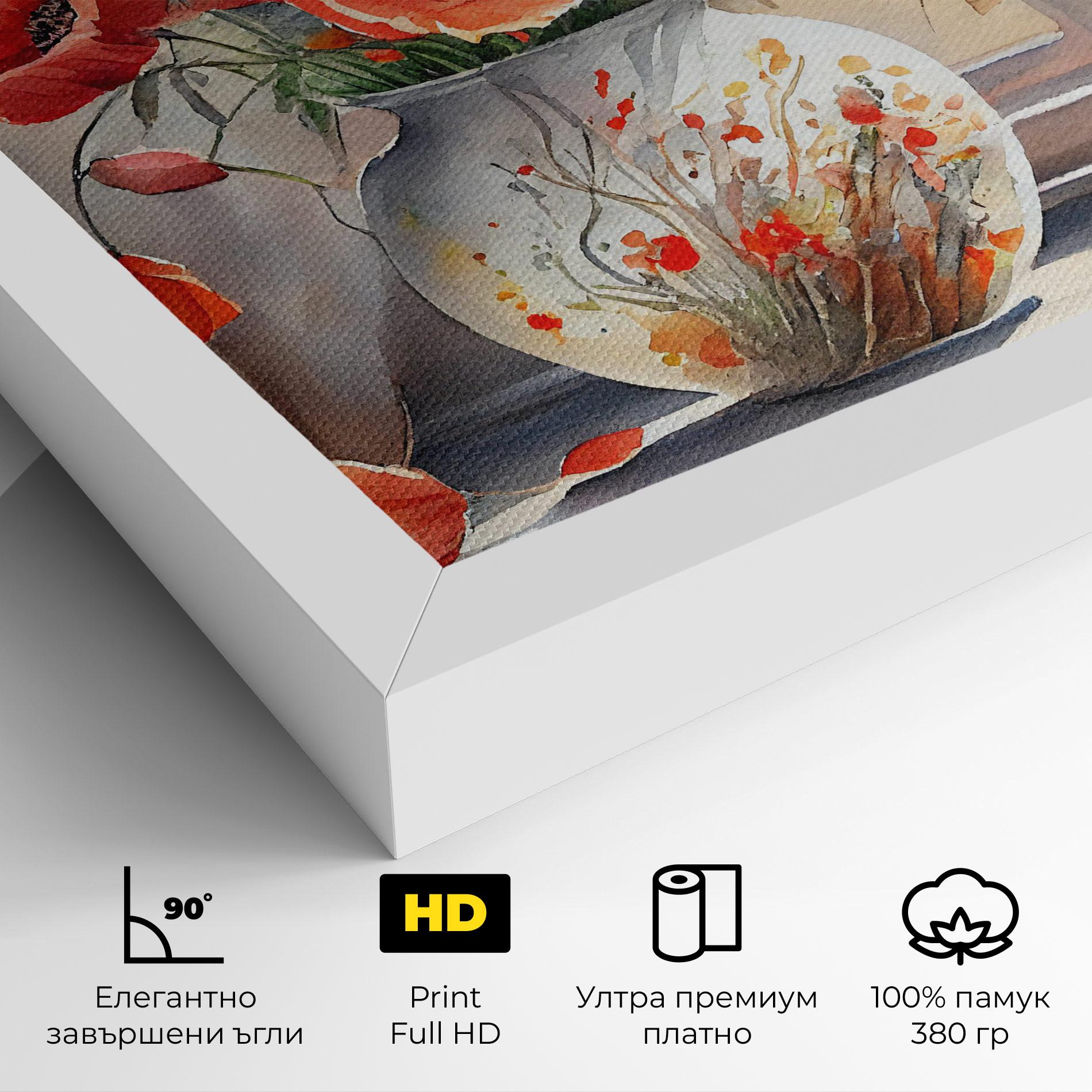 Картина на платно Poppies Vase mockup 4