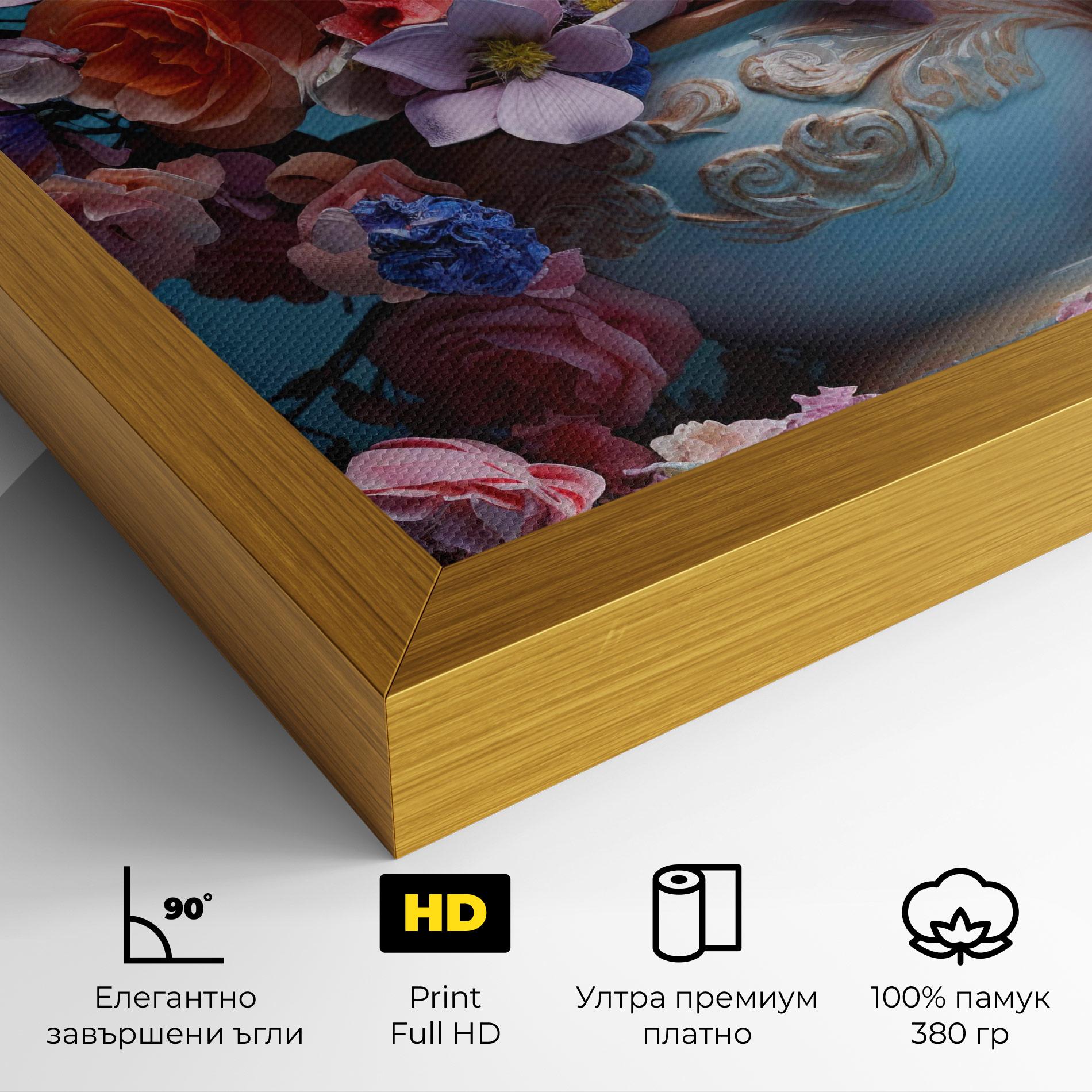 Картина на платно Blue Vase Flowers mockup 4