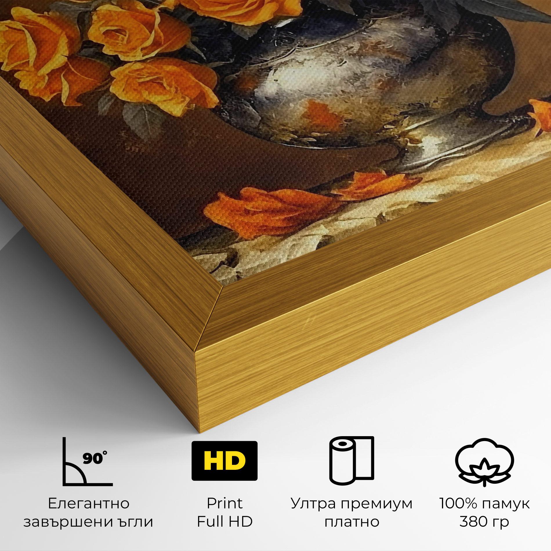 Картина на платно Orange Rose Vase mockup 4