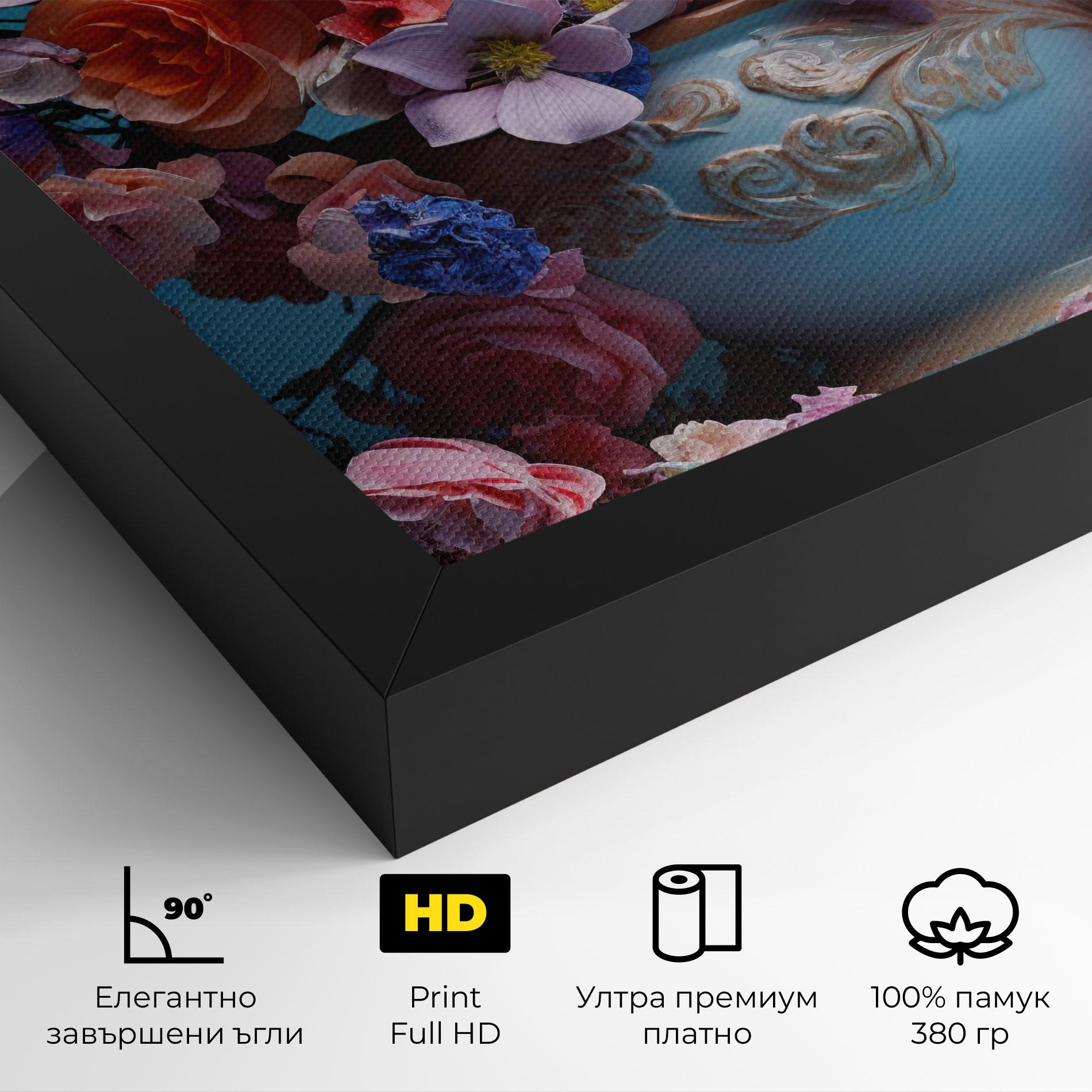 Картина на платно Blue Vase Flowers mockup 4