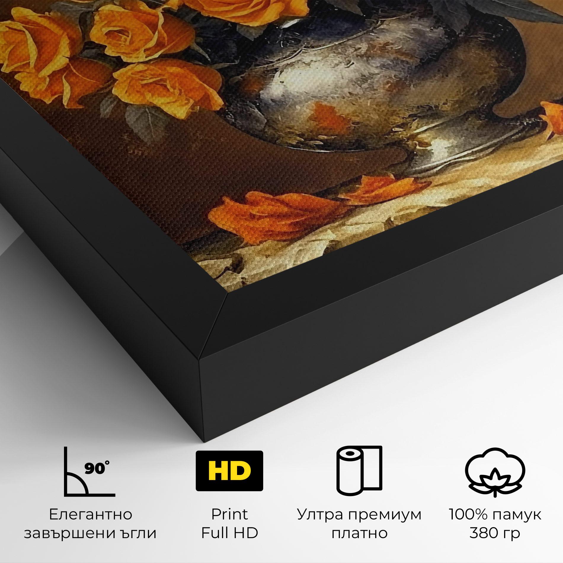 Картина на платно Orange Rose Vase mockup 4