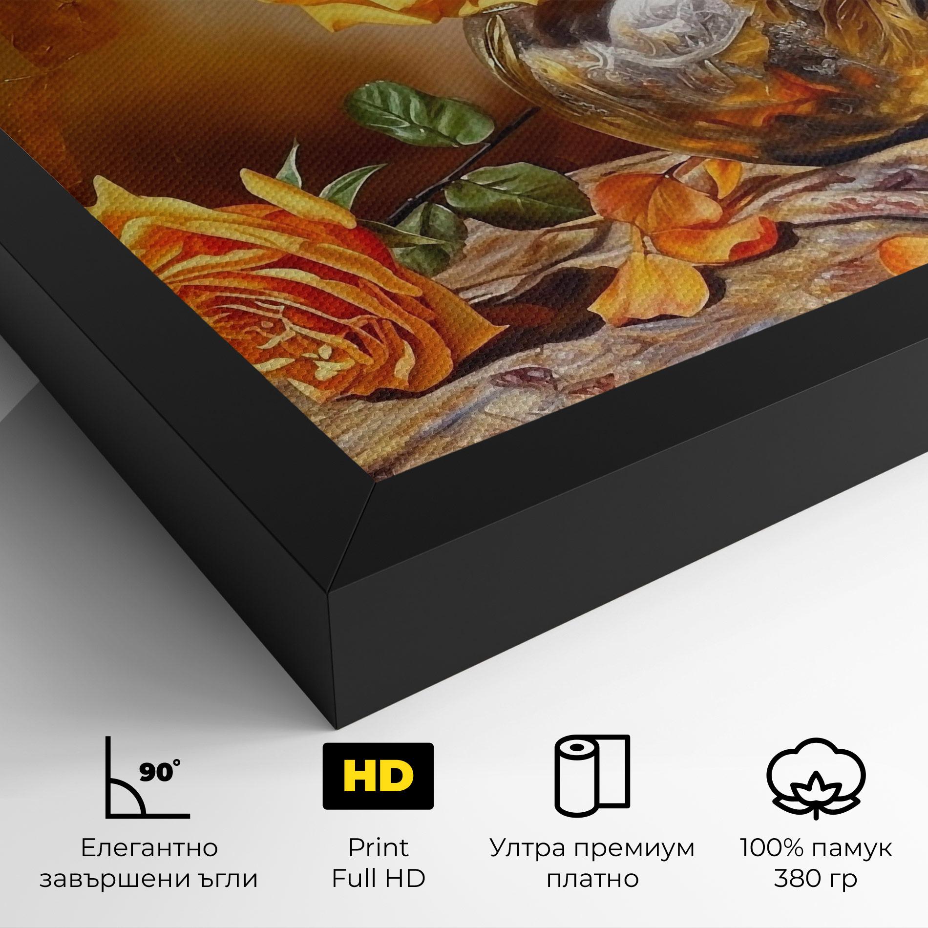 Картина на платно Orange Roses Vase mockup 4