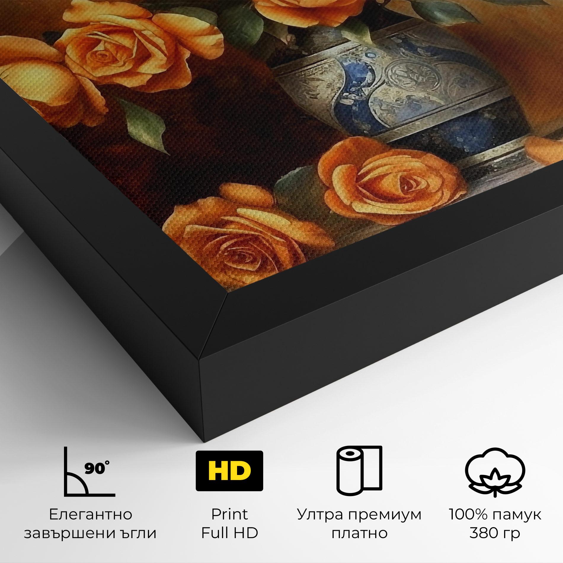 Картина на платно Pretty Orange Rose Vase mockup 4