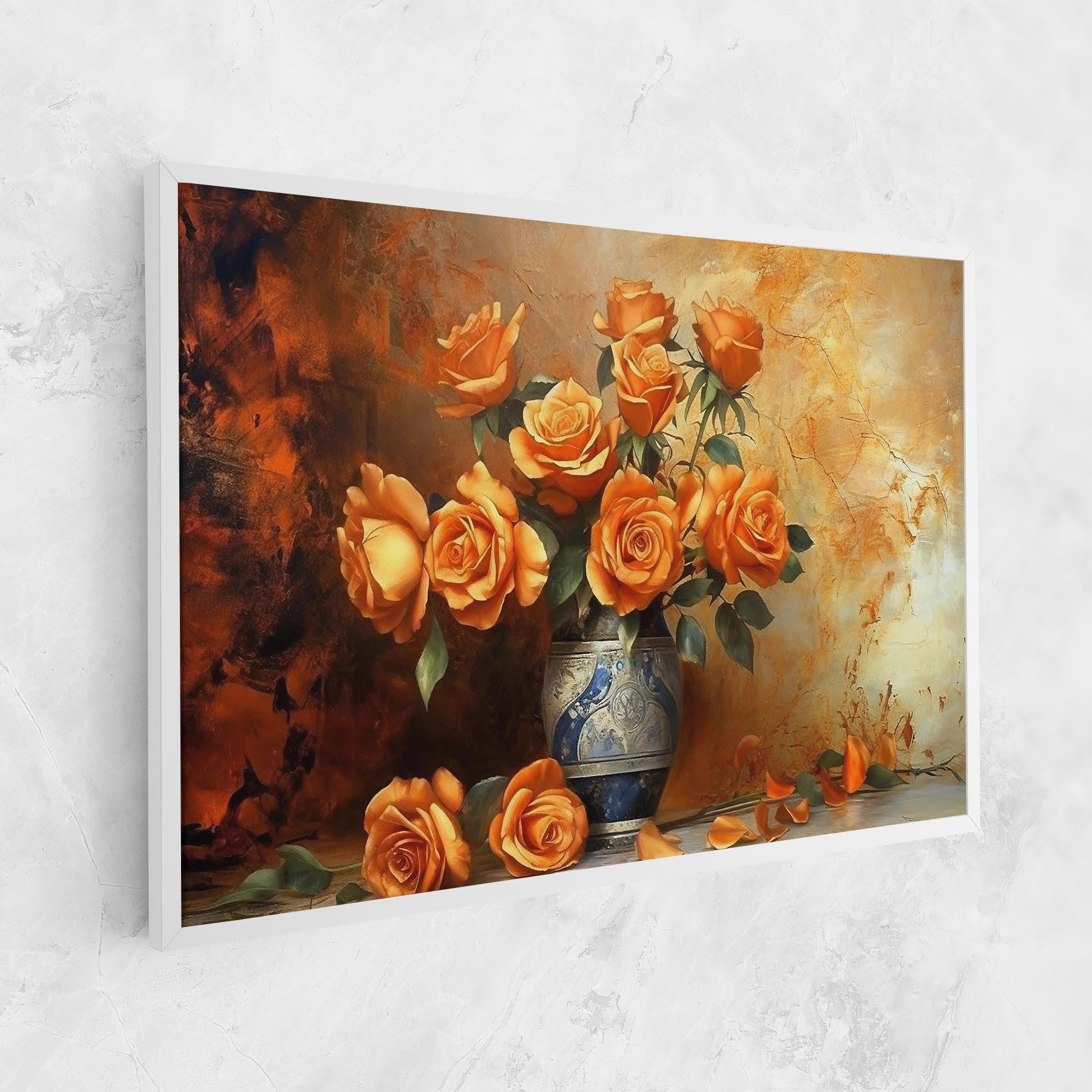 Картина на платно Pretty Orange Rose Vase mockup 1