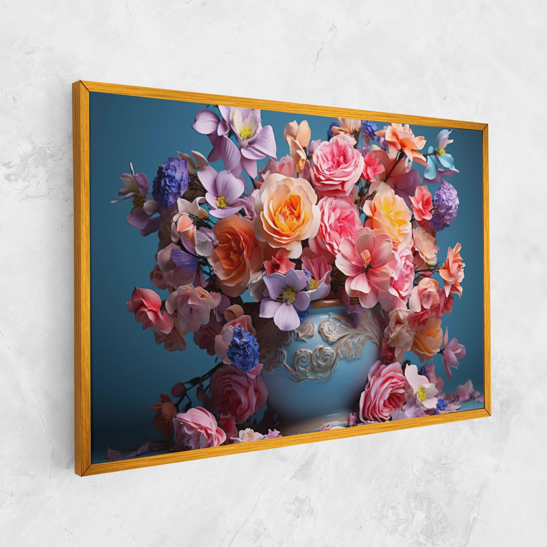 Картина на платно Blue Vase Flowers mockup 1