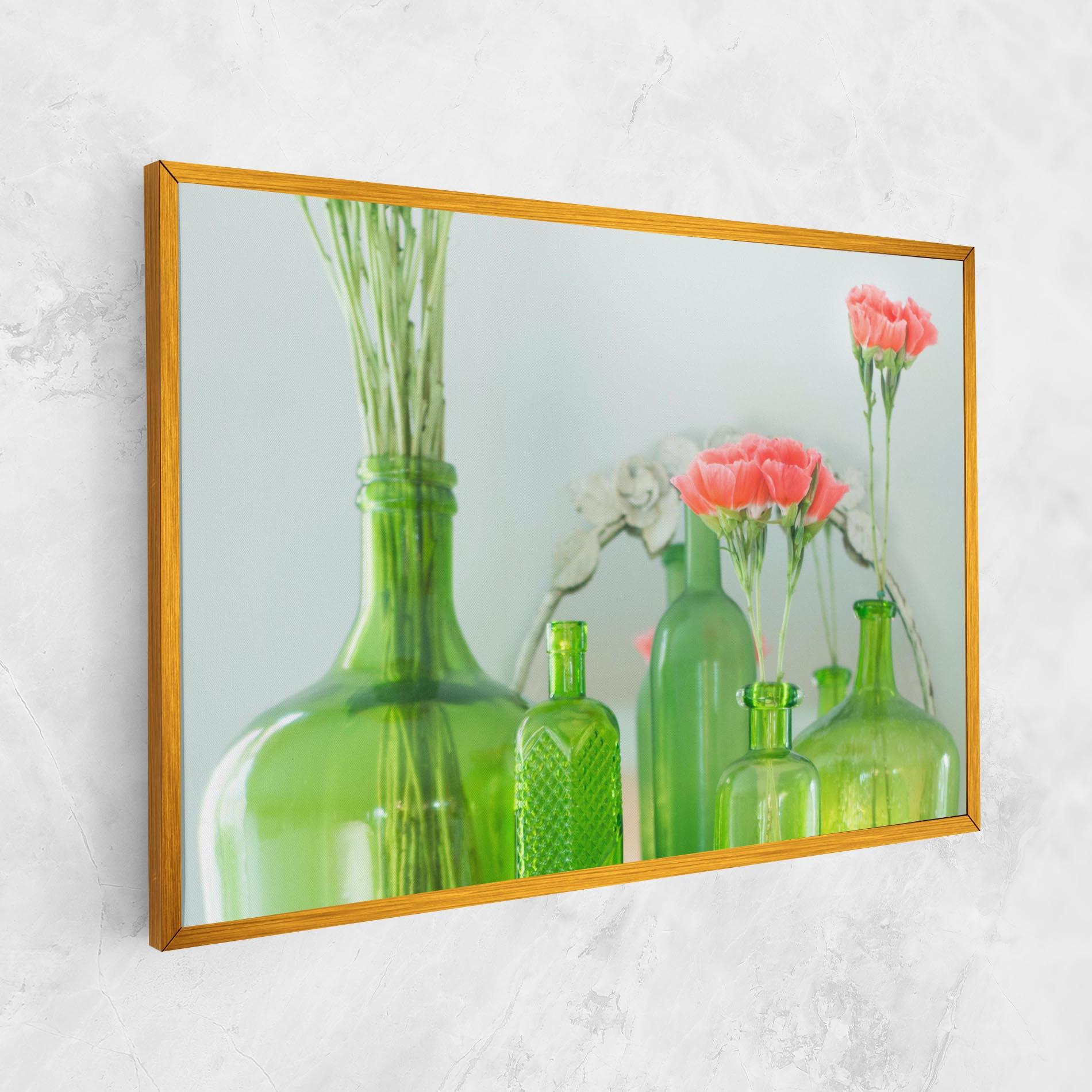 Картина на платно Green Vase Flowers mockup 1