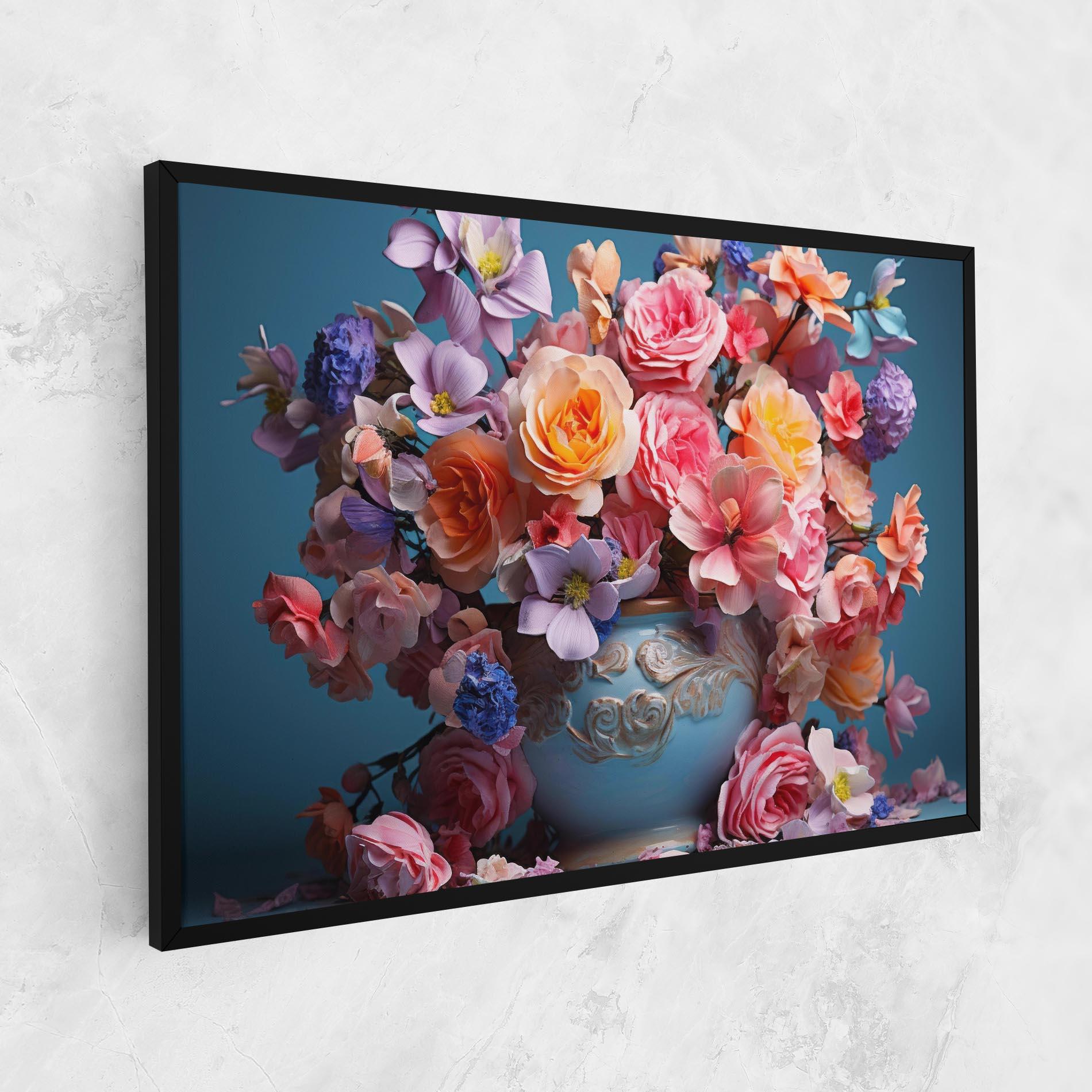 Картина на платно Blue Vase Flowers mockup 1