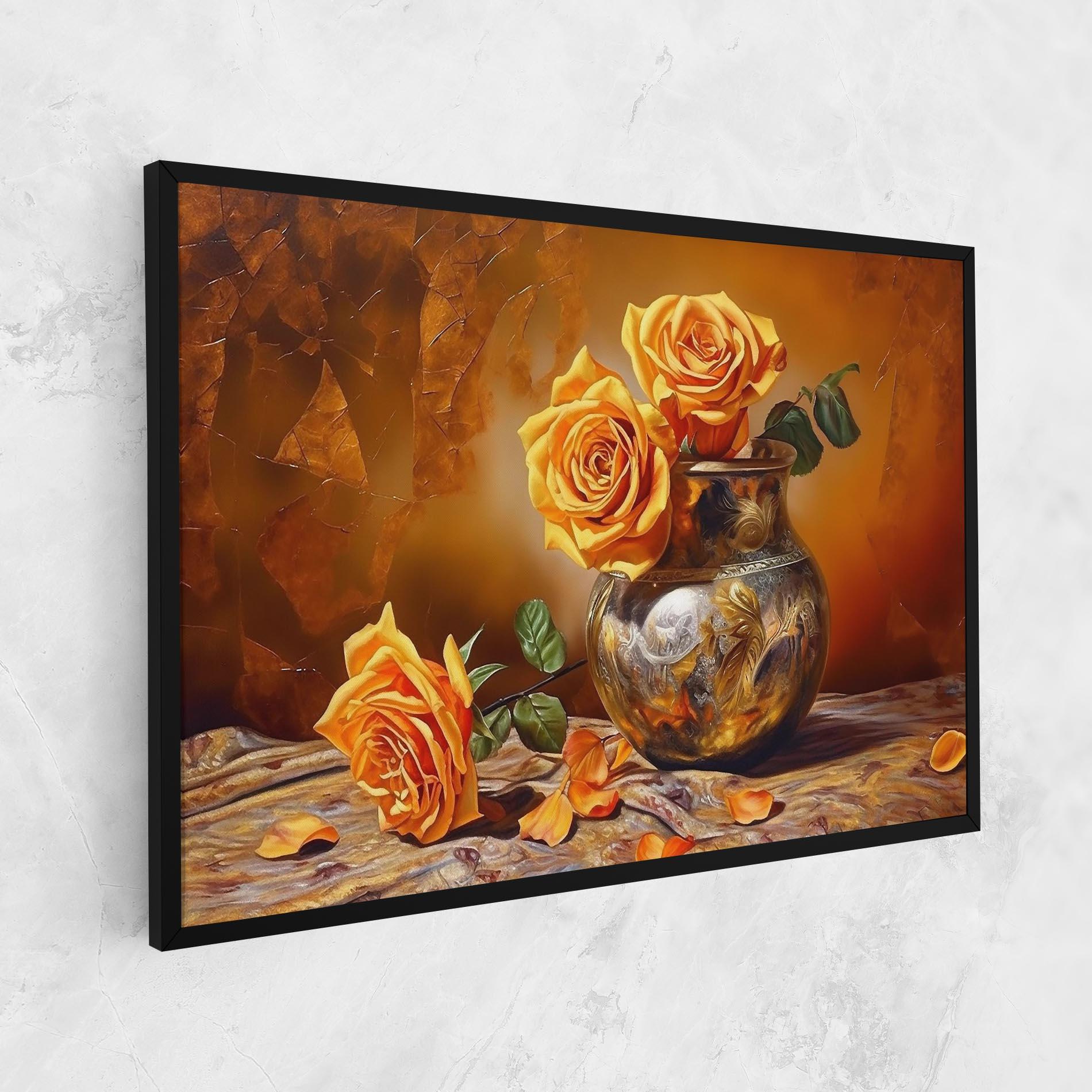 Картина на платно Orange Roses Vase mockup 1