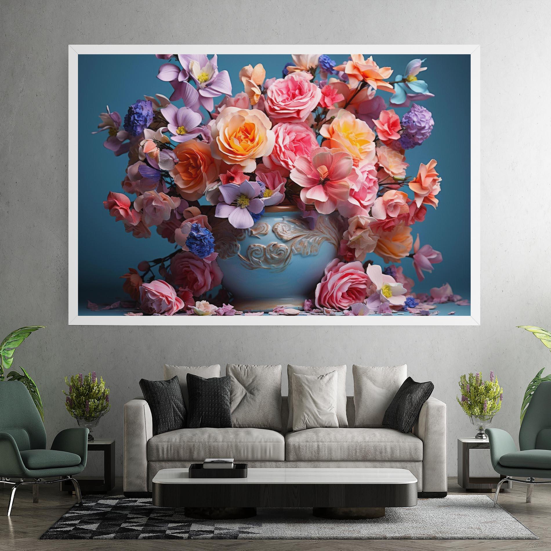 Картина на платно Blue Vase Flowers mockup 7