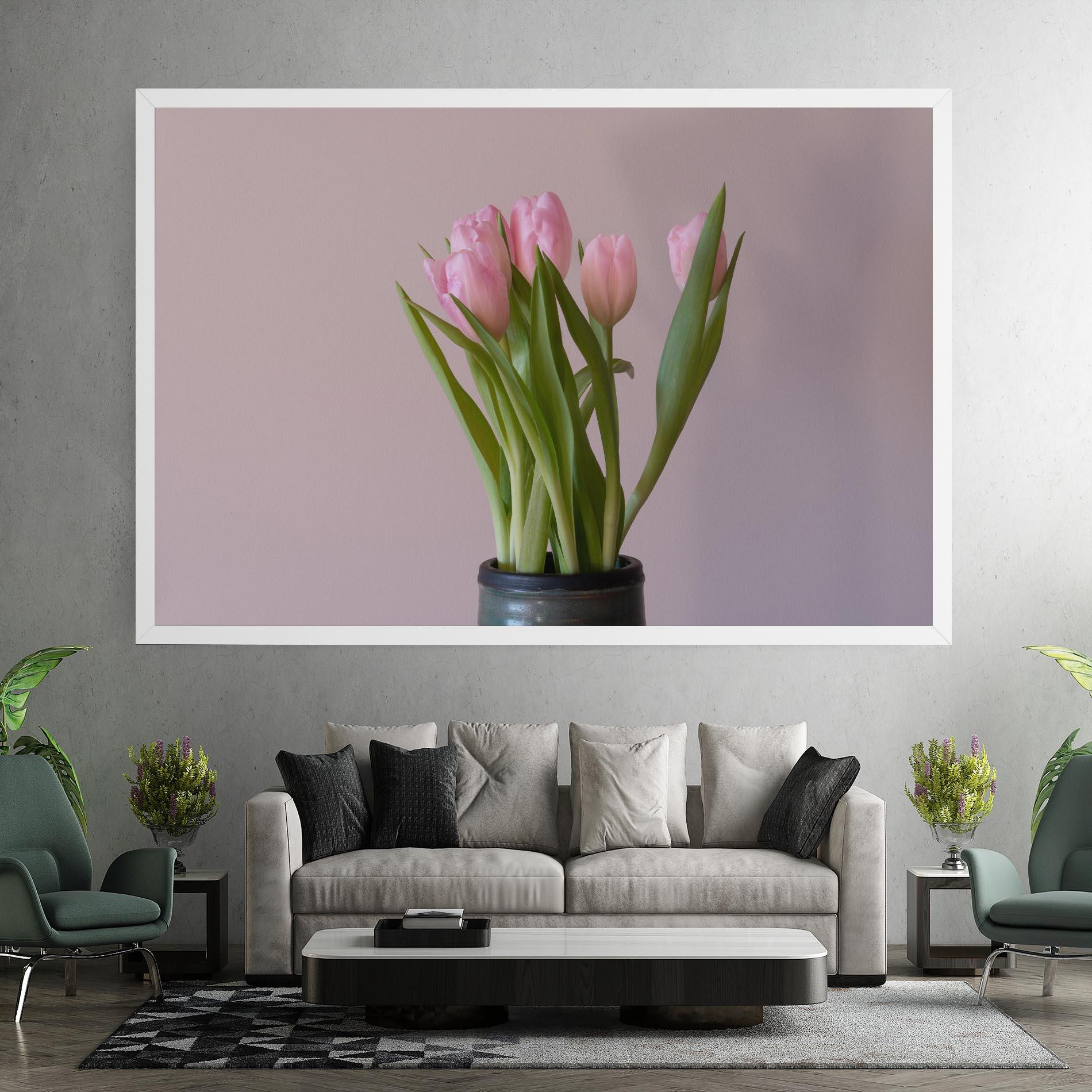 Картина на платно Pink Tulips Vase mockup 7