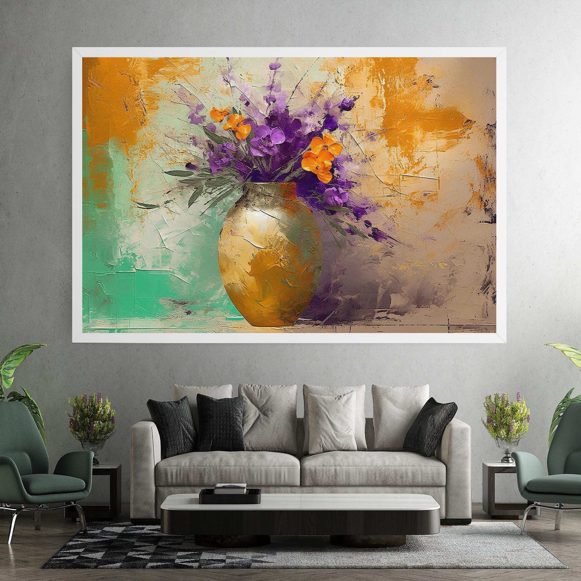 Картина на платно Purple Orange Plant Vase mockup 7