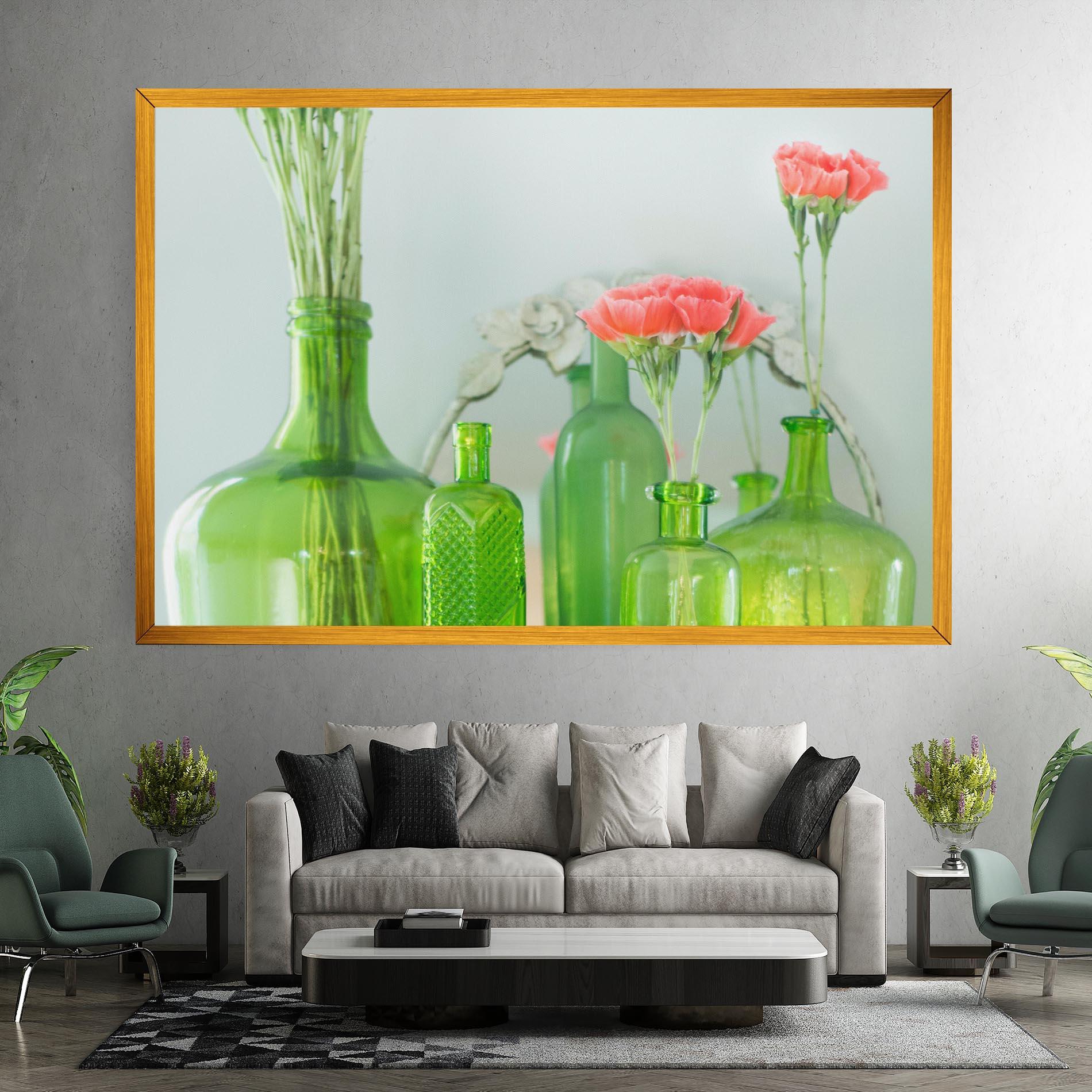 Картина на платно Green Vase Flowers mockup 7