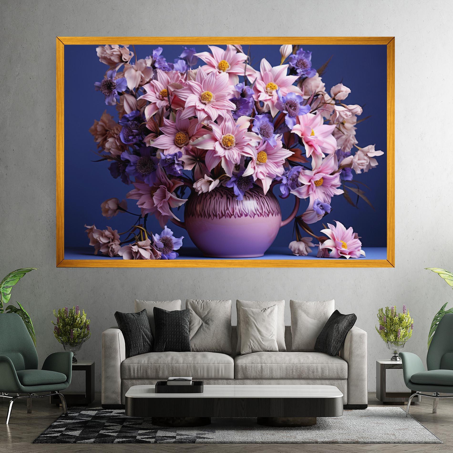 Картина на платно Purple Vase Flowers mockup 7