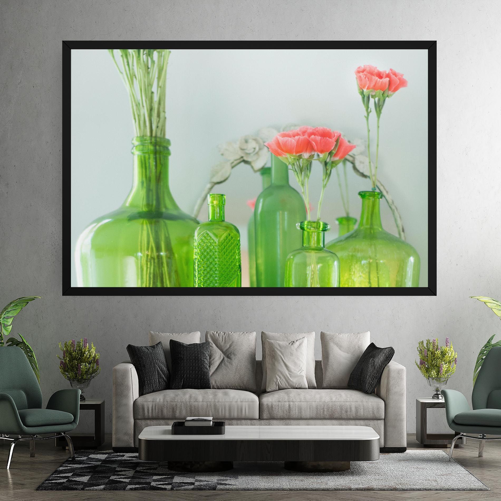 Green Vase Flowers mockup 7
