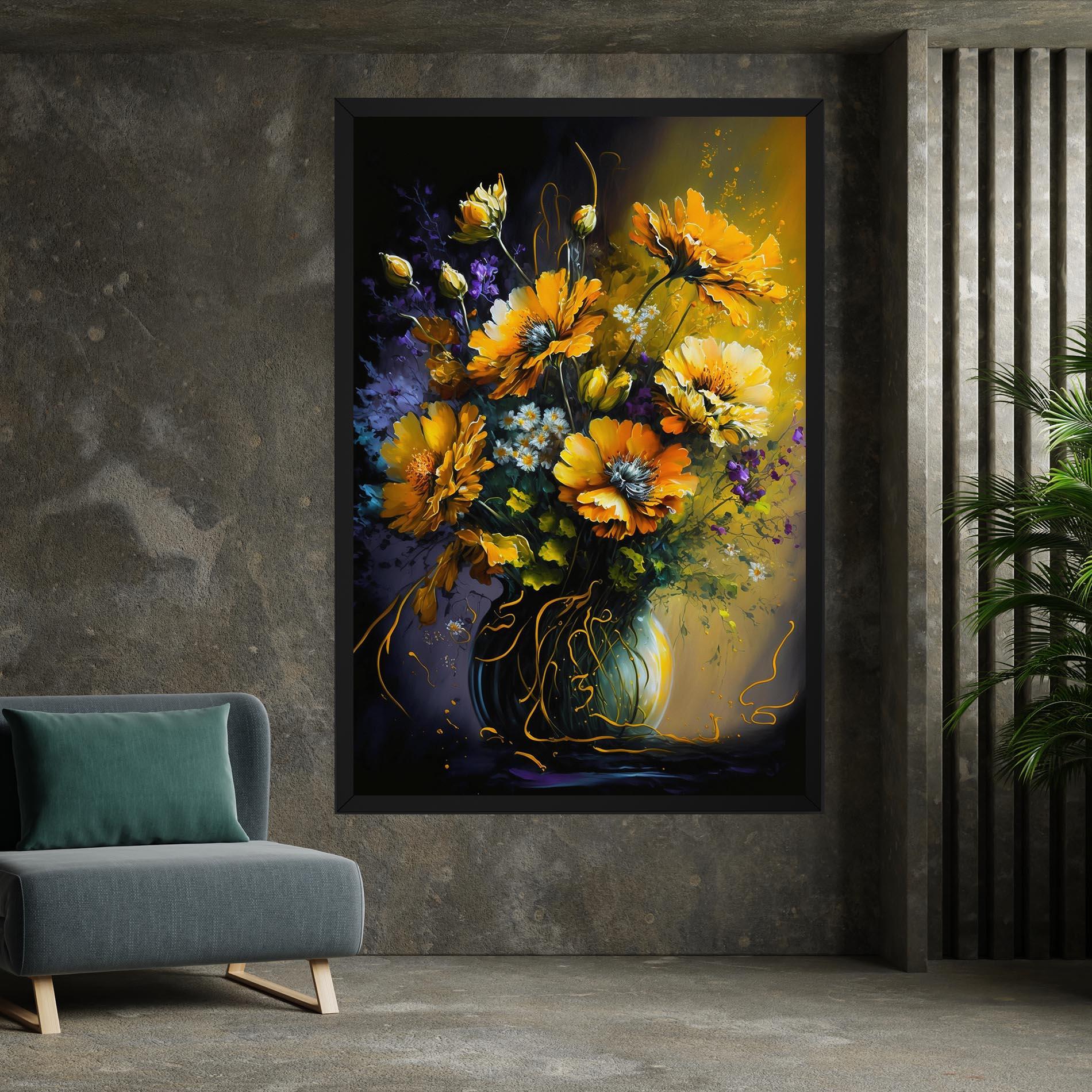 Картина на платно Yellow Flower Art Vase mockup 7