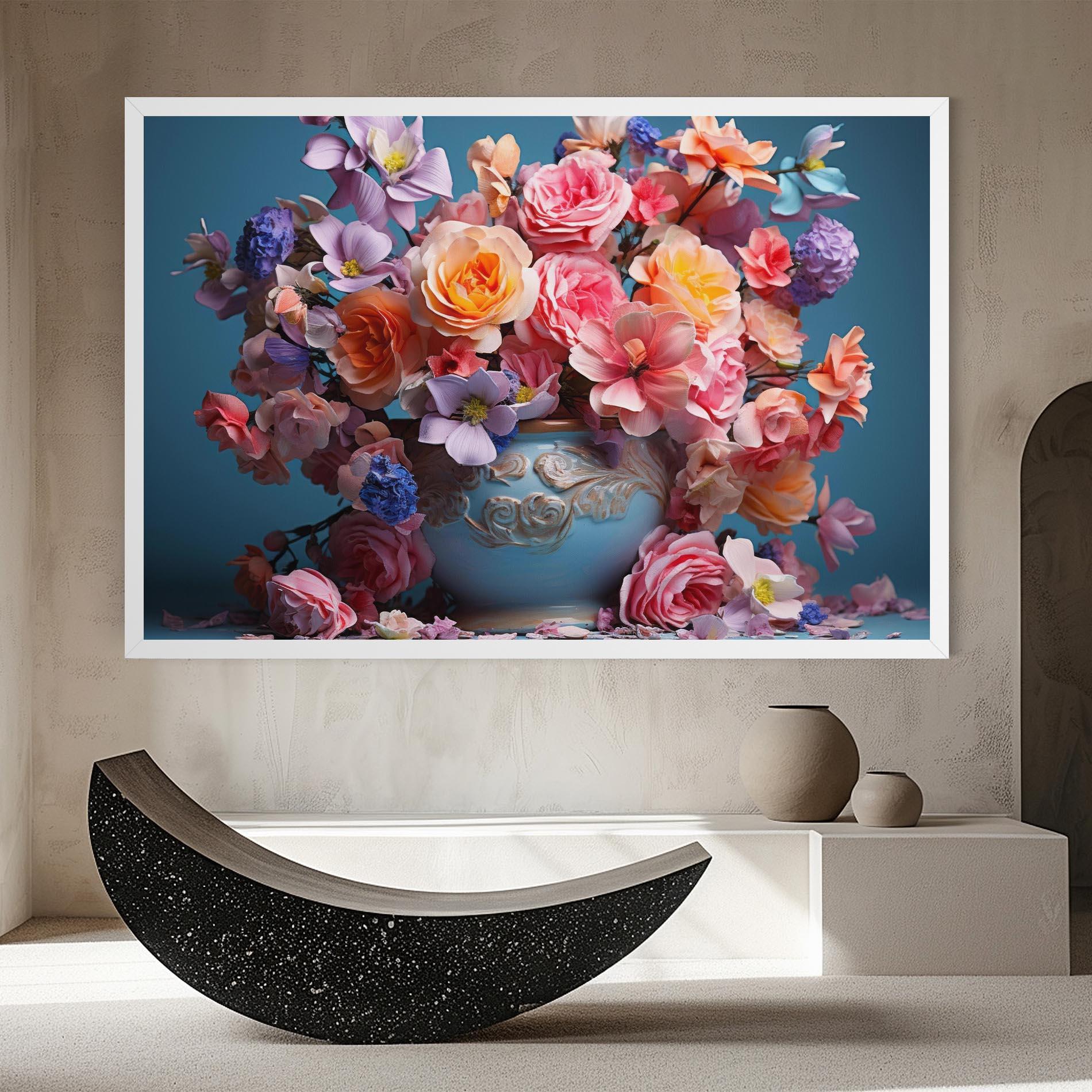 Картина на платно Blue Vase Flowers mockup 8