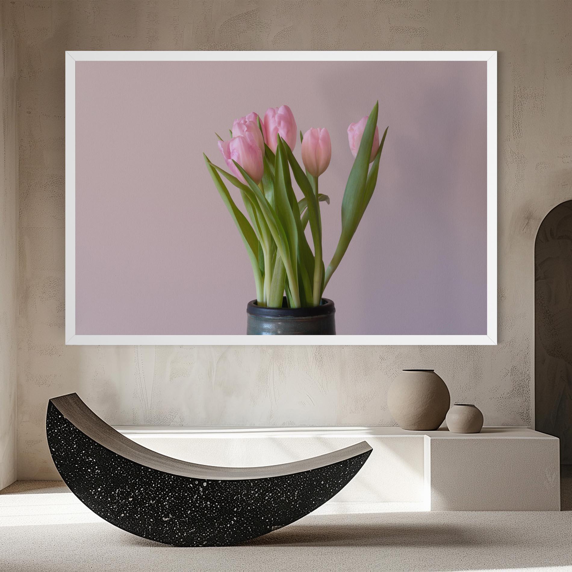 Картина на платно Pink Tulips Vase mockup 8