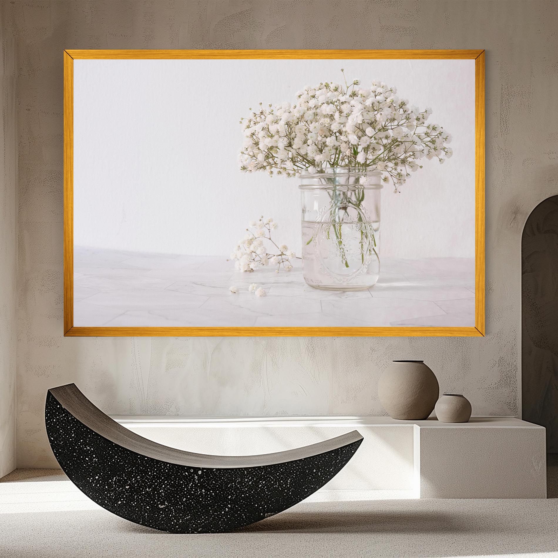 White Tiny Flower Vase mockup 8