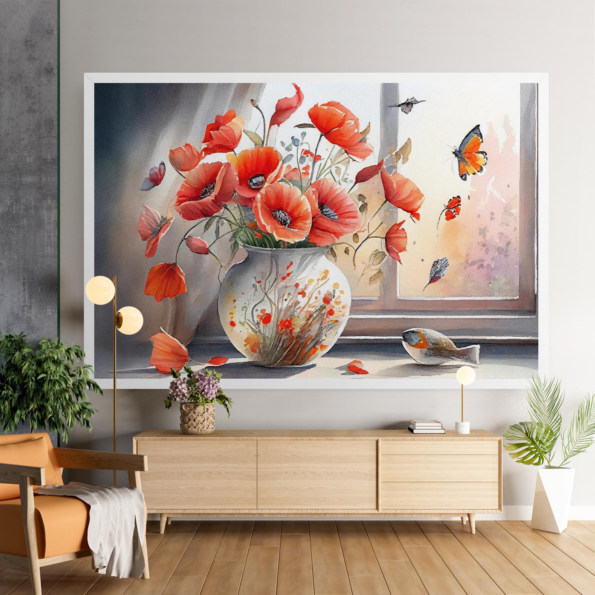 Картина на платно Poppies Vase mockup 9