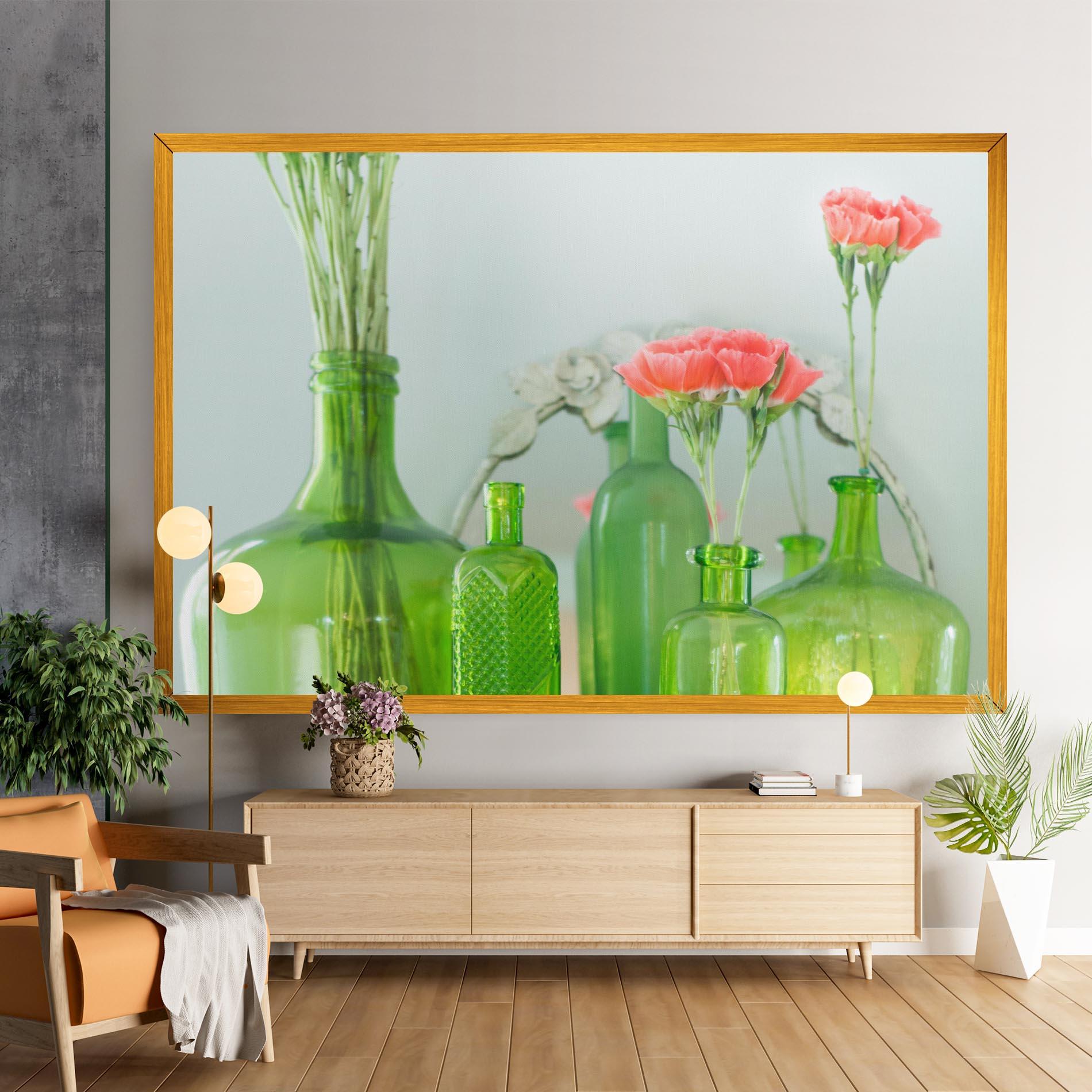 Картина на платно Green Vase Flowers mockup 9