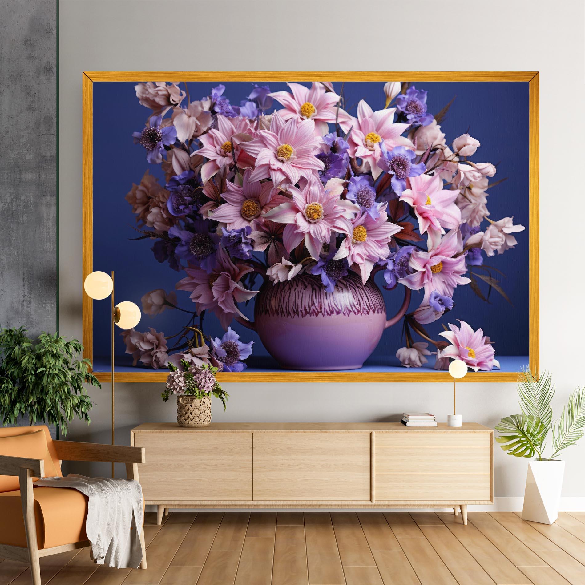 Картина на платно Purple Vase Flowers mockup 9