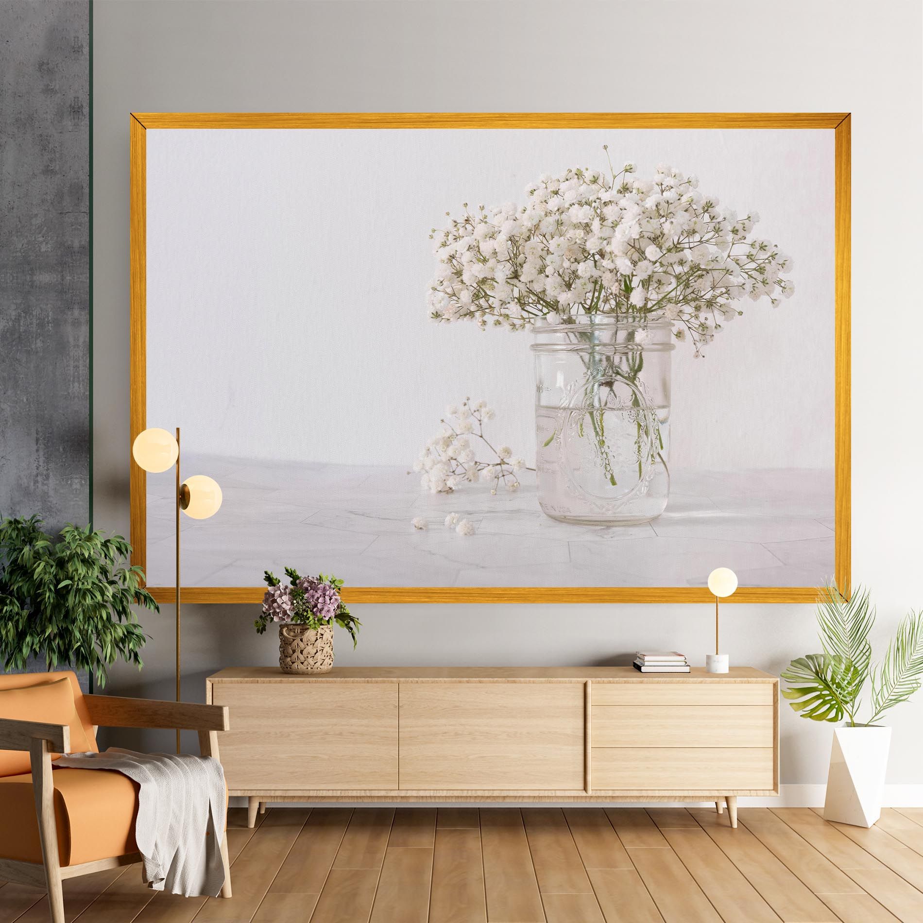 White Tiny Flower Vase mockup 9