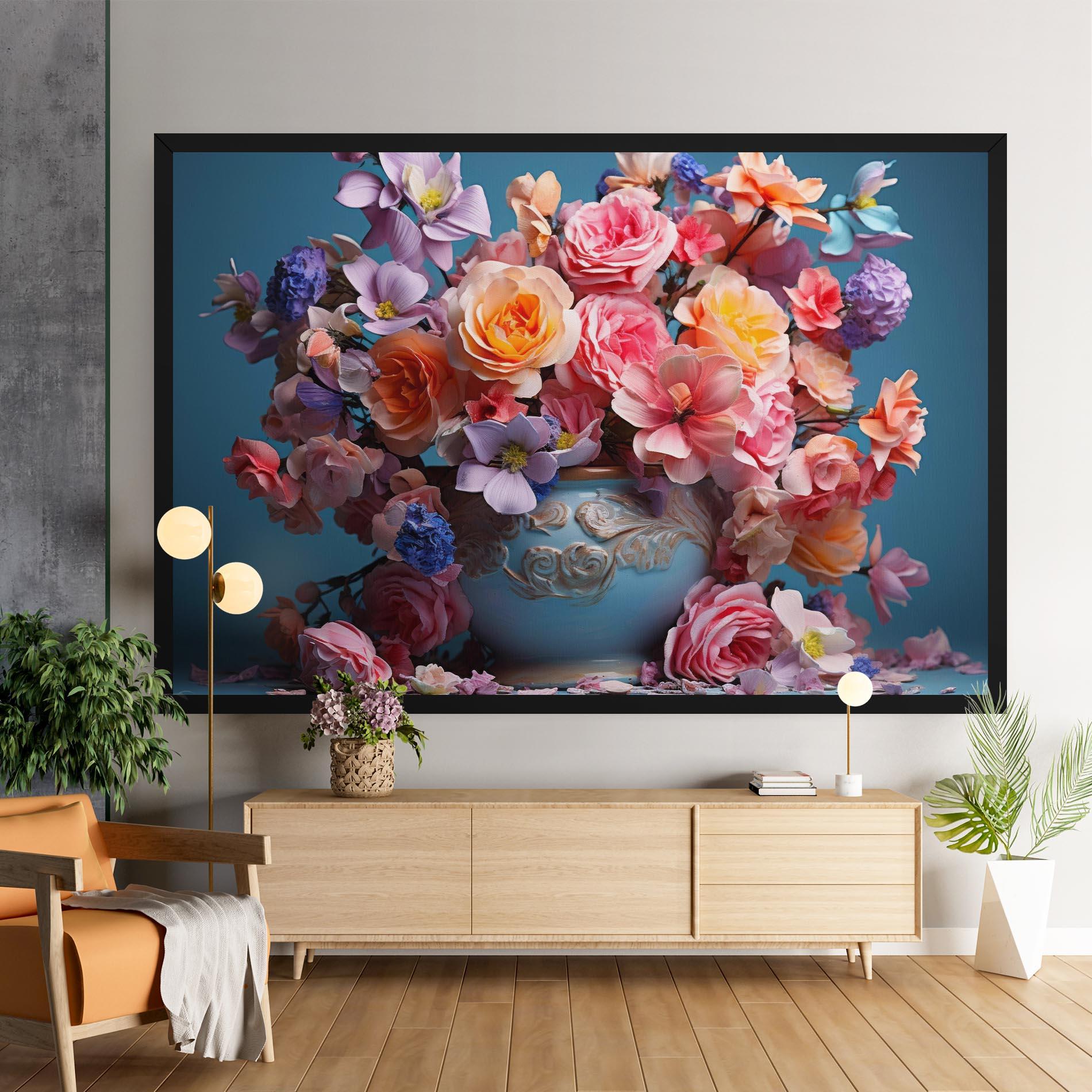 Картина на платно Blue Vase Flowers mockup 9