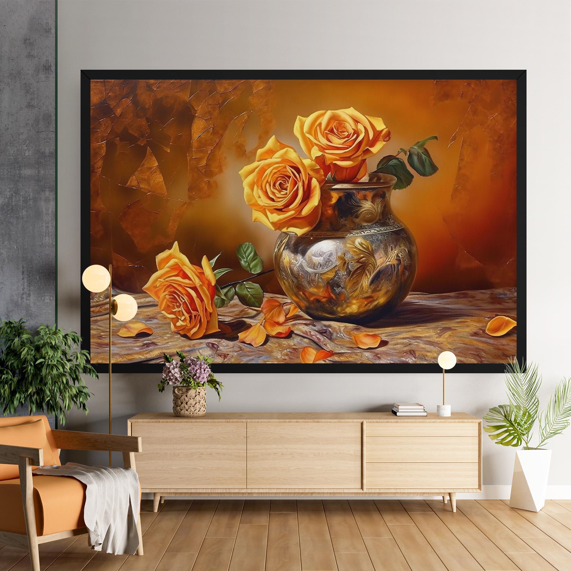 Картина на платно Orange Roses Vase mockup 9