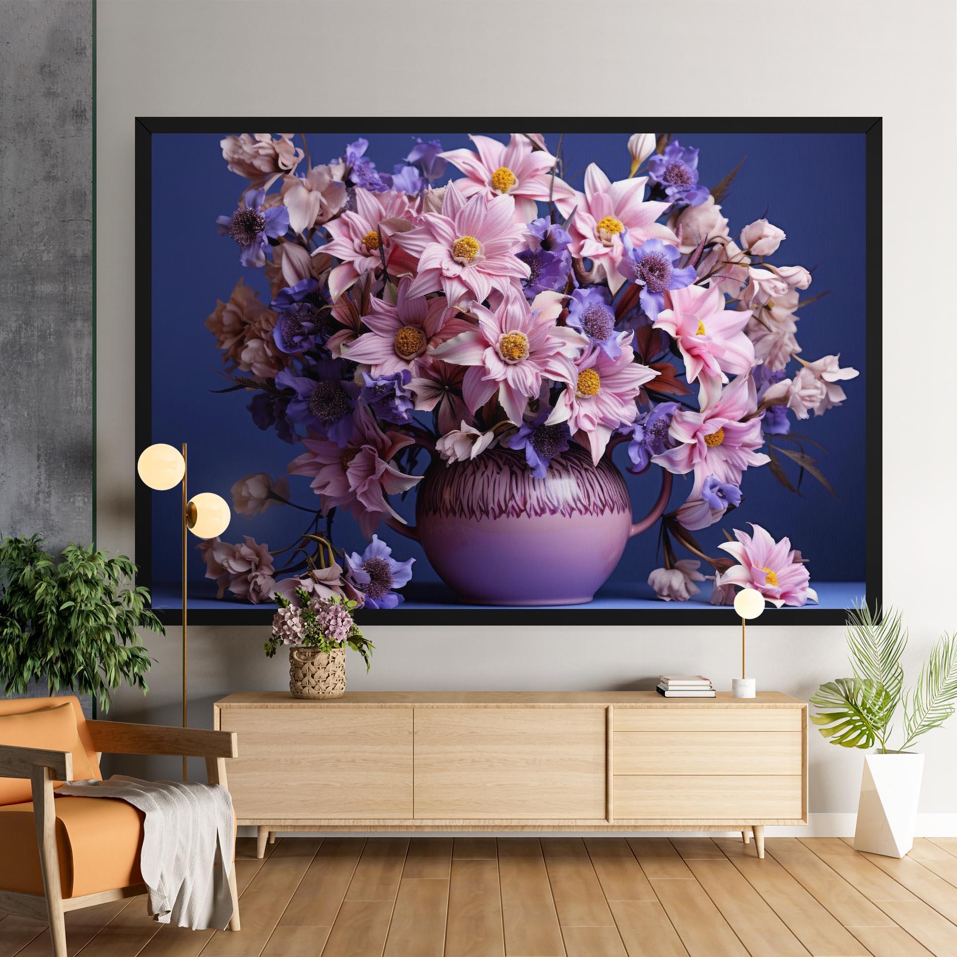 Картина на платно Purple Vase Flowers mockup 9