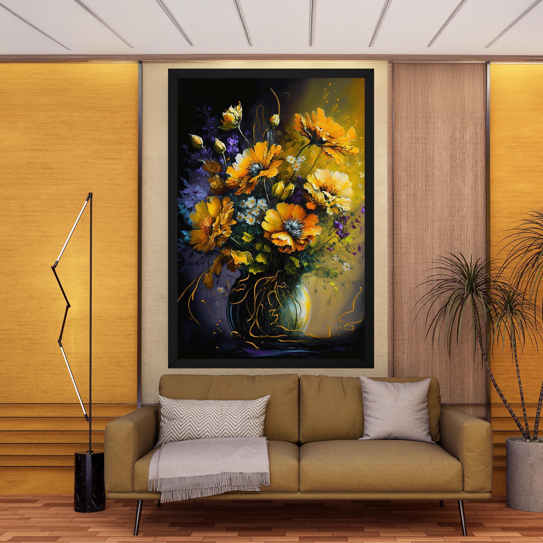 Картина на платно Yellow Flower Art Vase mockup 9