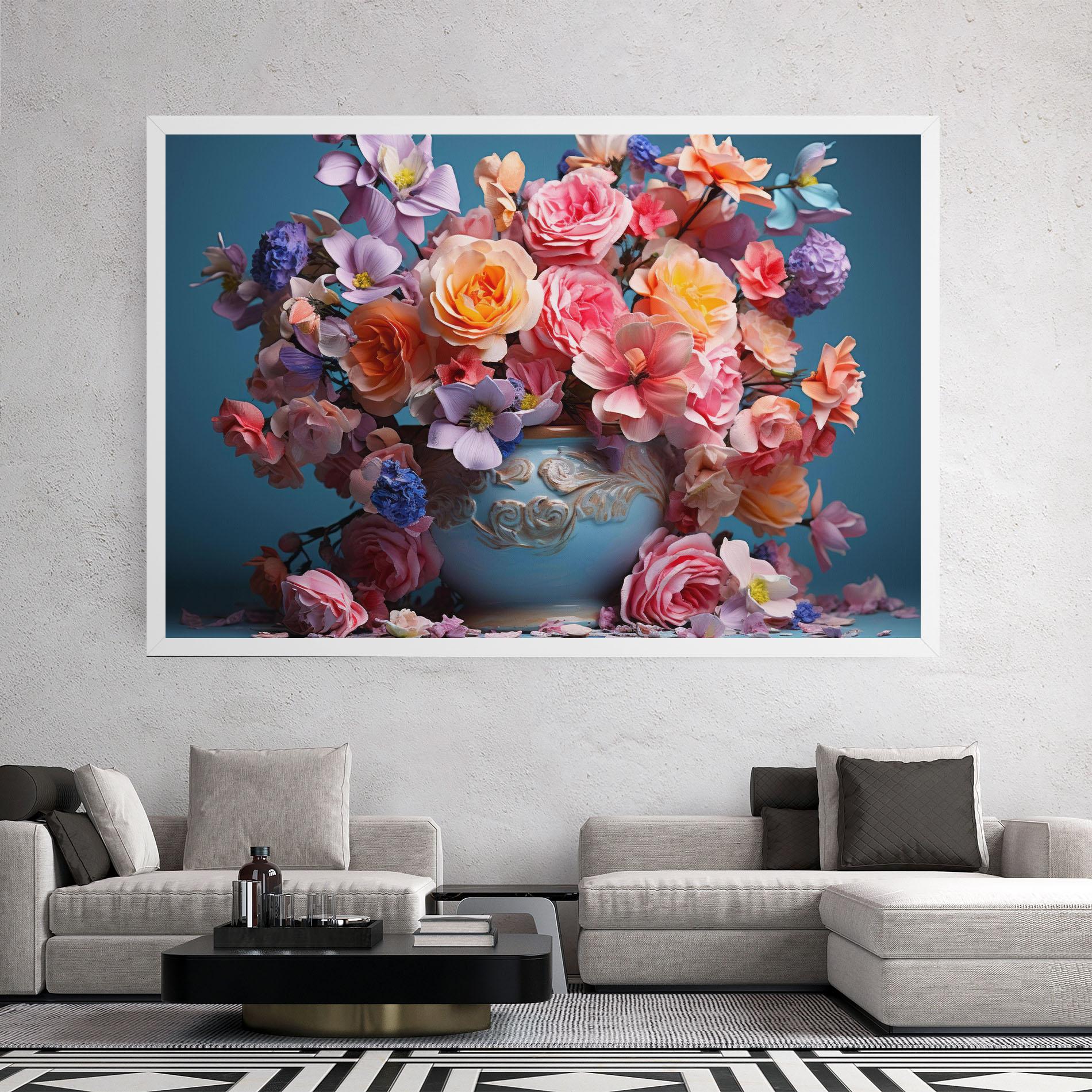 Картина на платно Blue Vase Flowers mockup 2