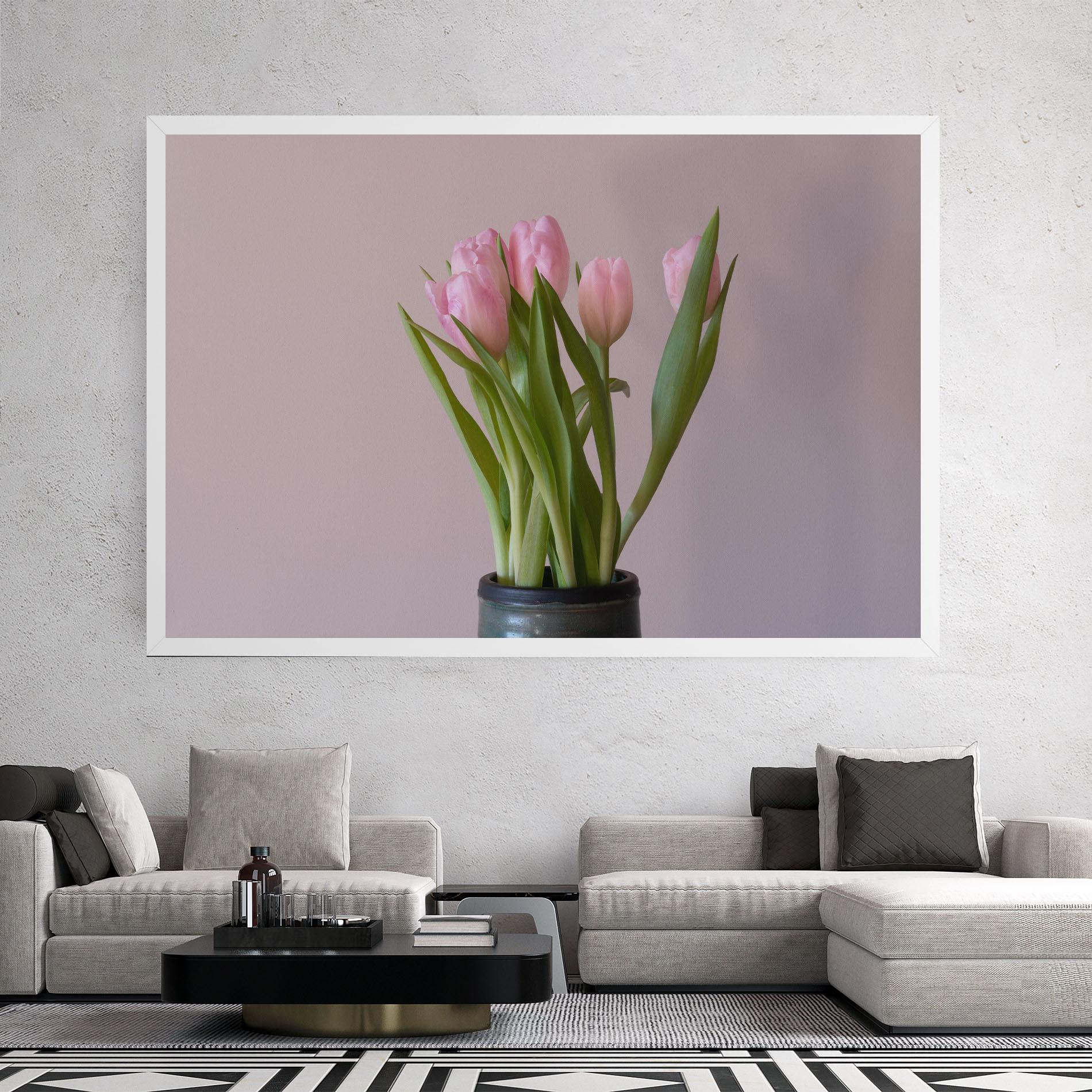Картина на платно Pink Tulips Vase mockup 2