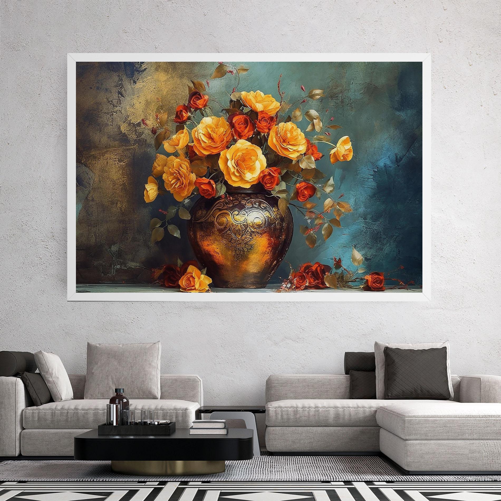 Картина на платно Red Orange Flower Vase mockup 2