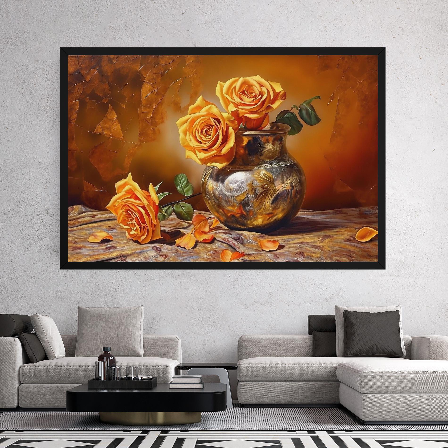 Картина на платно Orange Roses Vase mockup 2