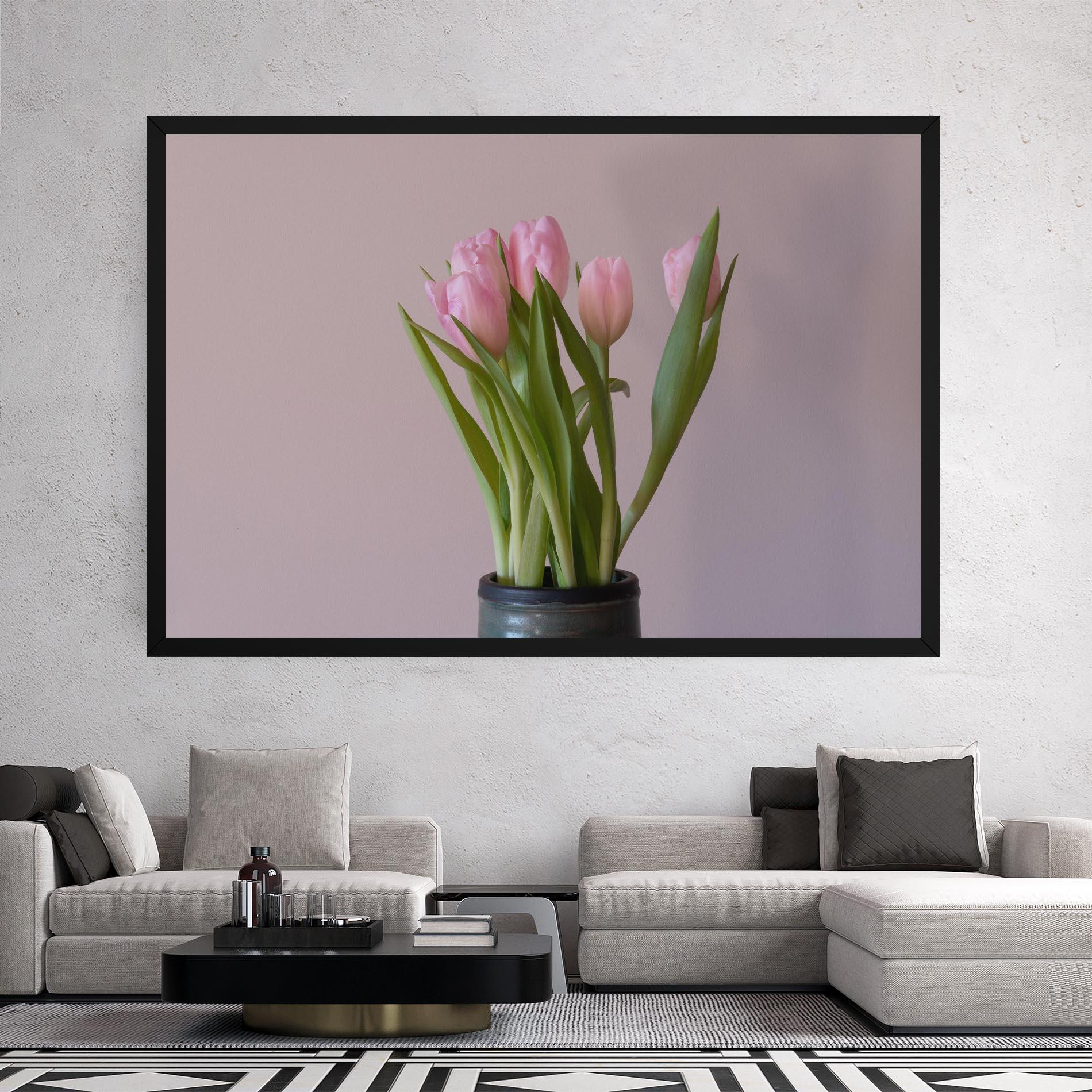 Картина на платно Pink Tulips Vase mockup 2